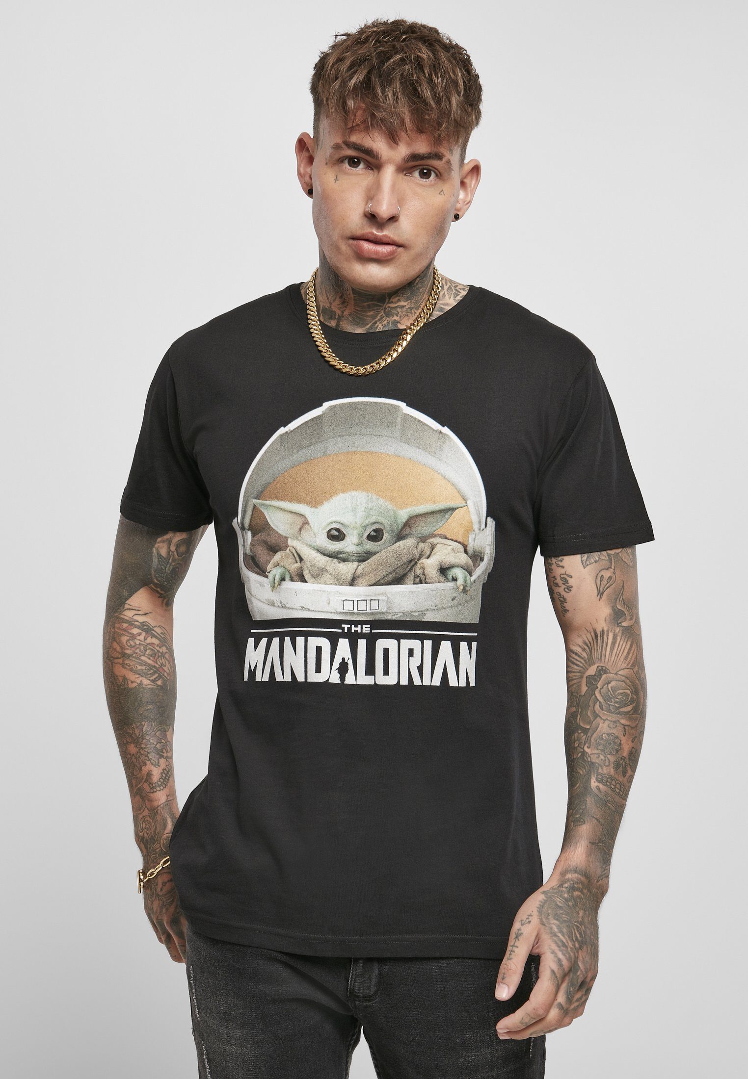 Merchcode T-Shirt Herren Baby Yoda Mandalorian Logo Tee (1-tlg) | T-Shirts