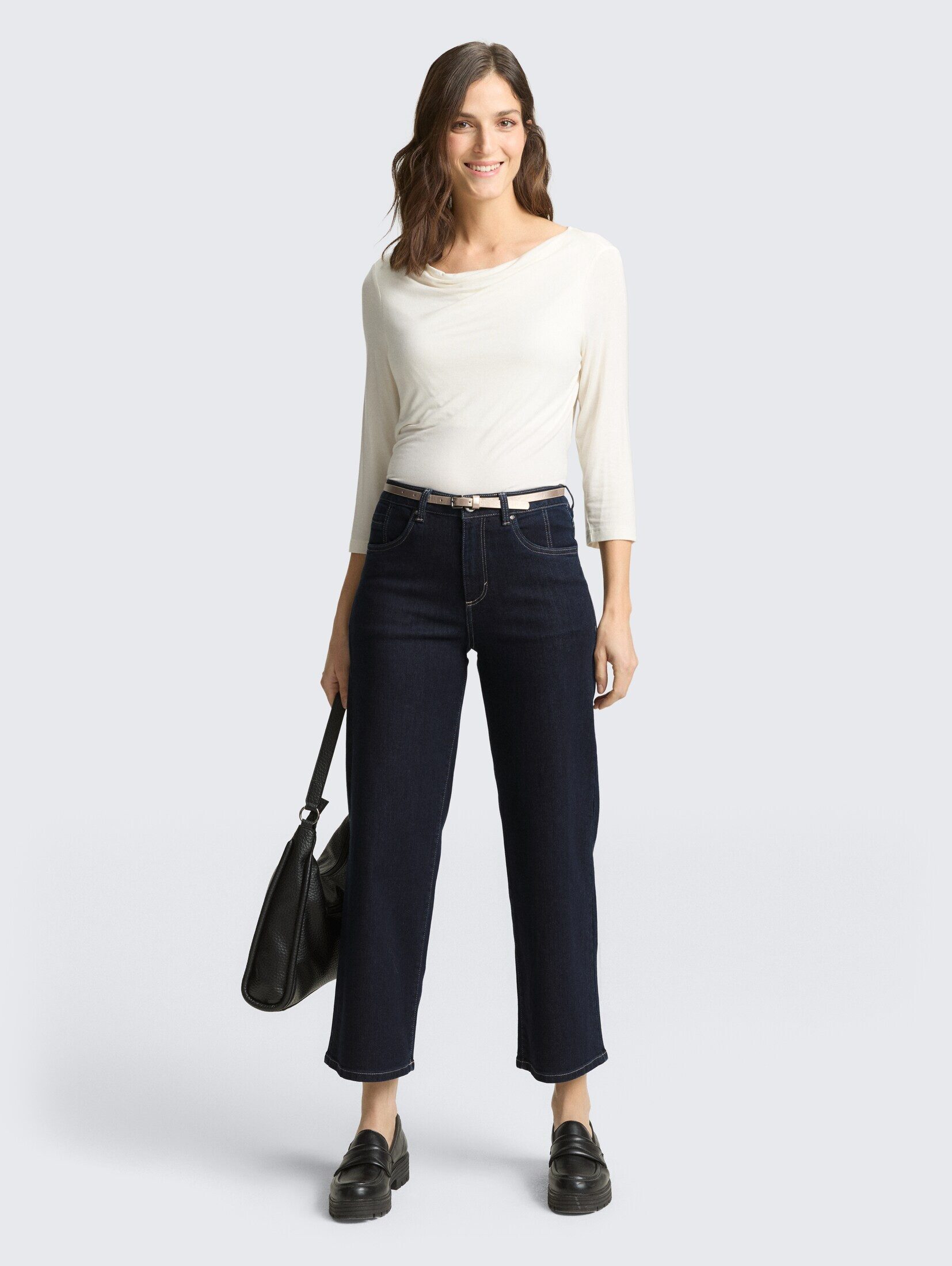 TOM TAILOR 7/8-Jeans Jeanshosen TTNELMA CULOTTE Stretch Jeans mit Gürtel
