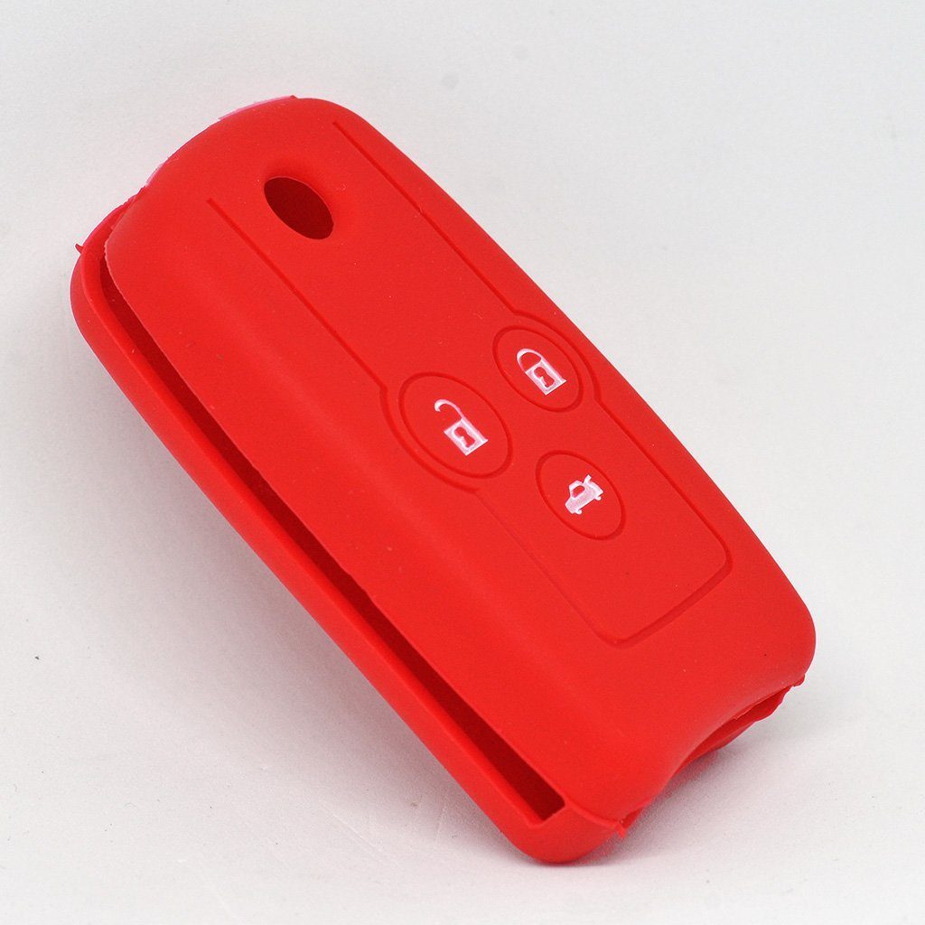 mt-key Schlüsseltasche Autoschlüssel Softcase Silikon Schutzhülle Rot, für Honda Accord Jazz Civic CR-V 3 Tasten Klappschlüssel
