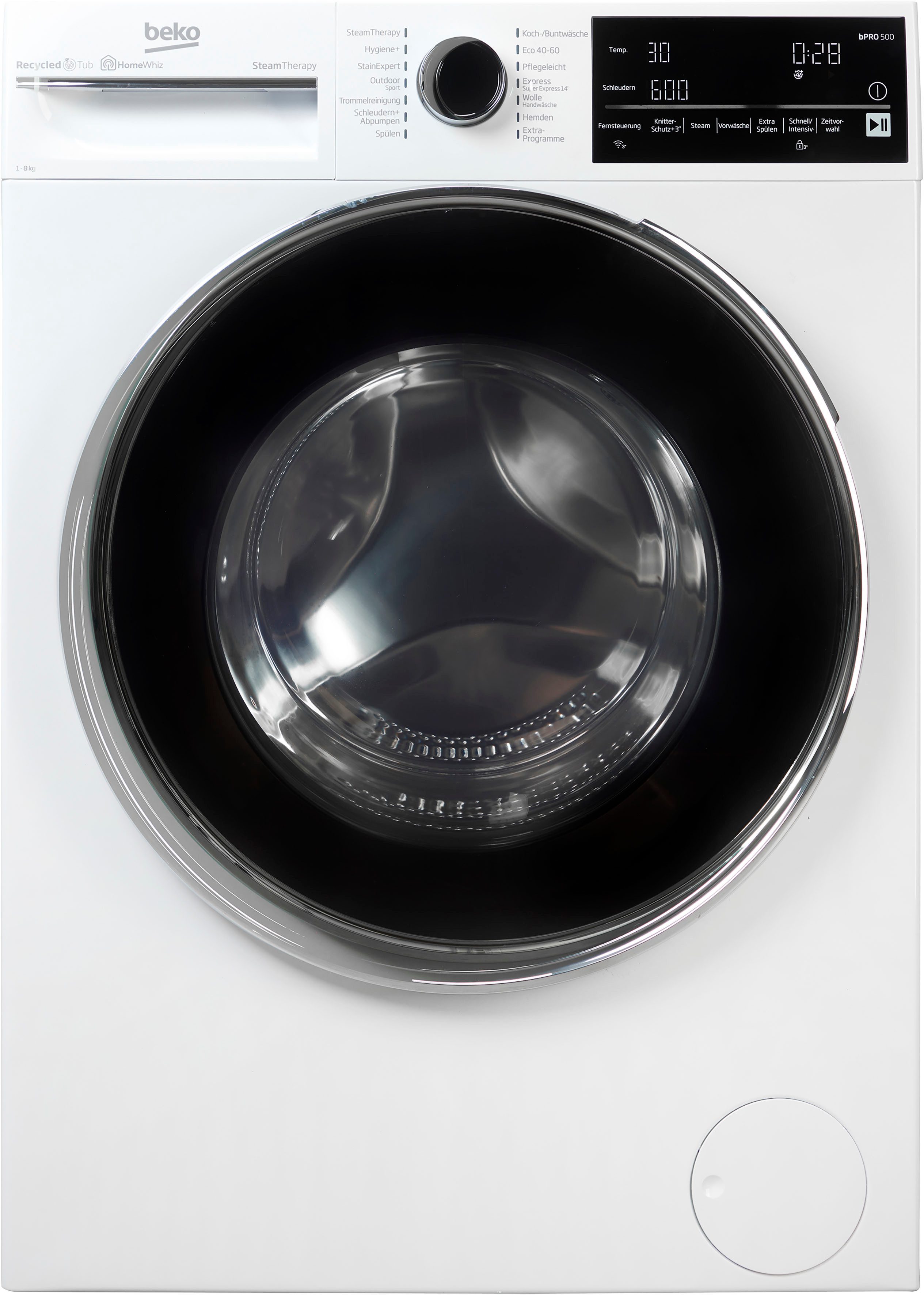 BEKO Waschmaschine B5WFT78410W 7178551900, 8 kg, 1400 U/min, Dank SteamCure beseitigt Dampf Flecken und reduziert Falten – Bild 5 von 5