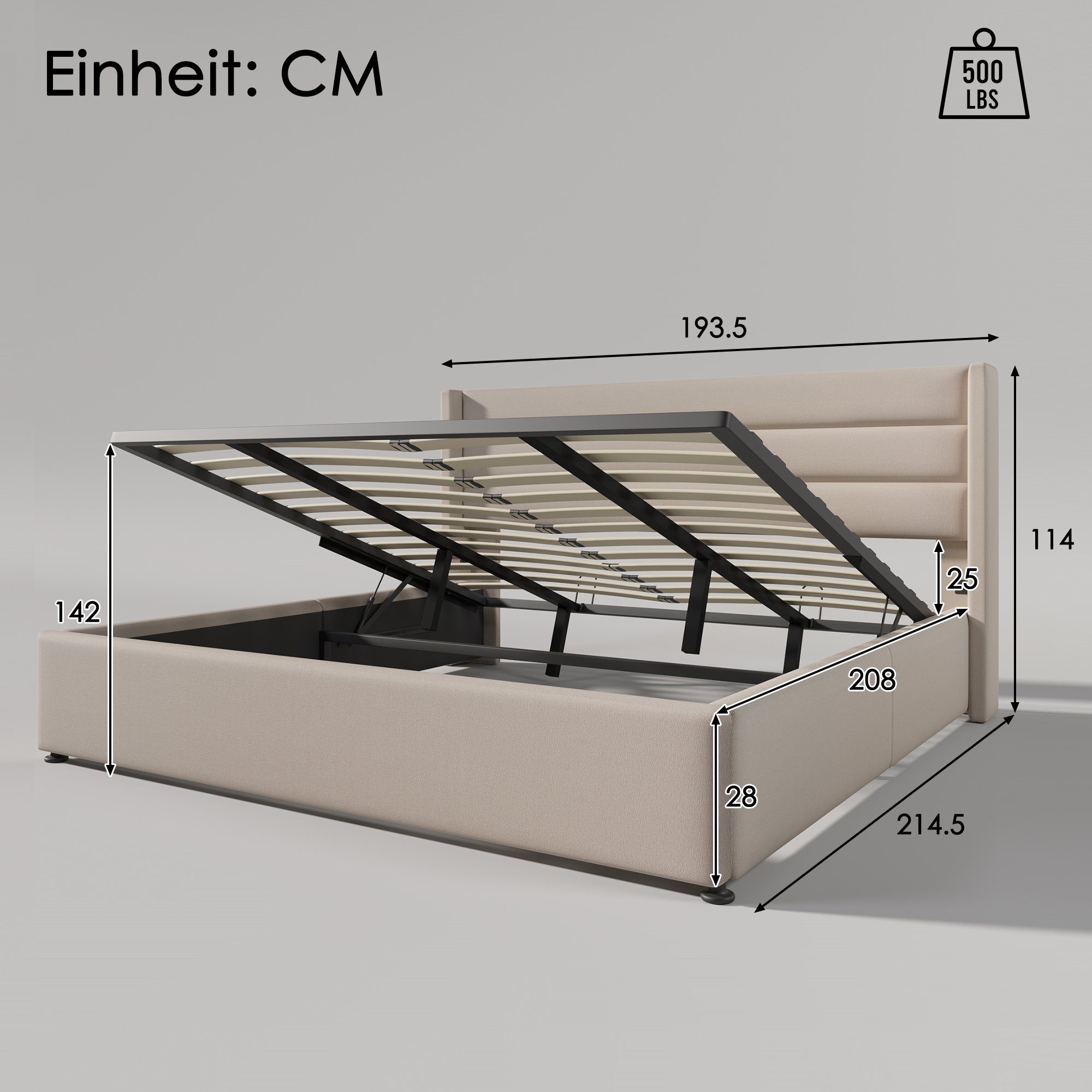 HAUSS SPOLE Polsterbett 180x200cm Hydraulisch Doppelbett günstig online kaufen