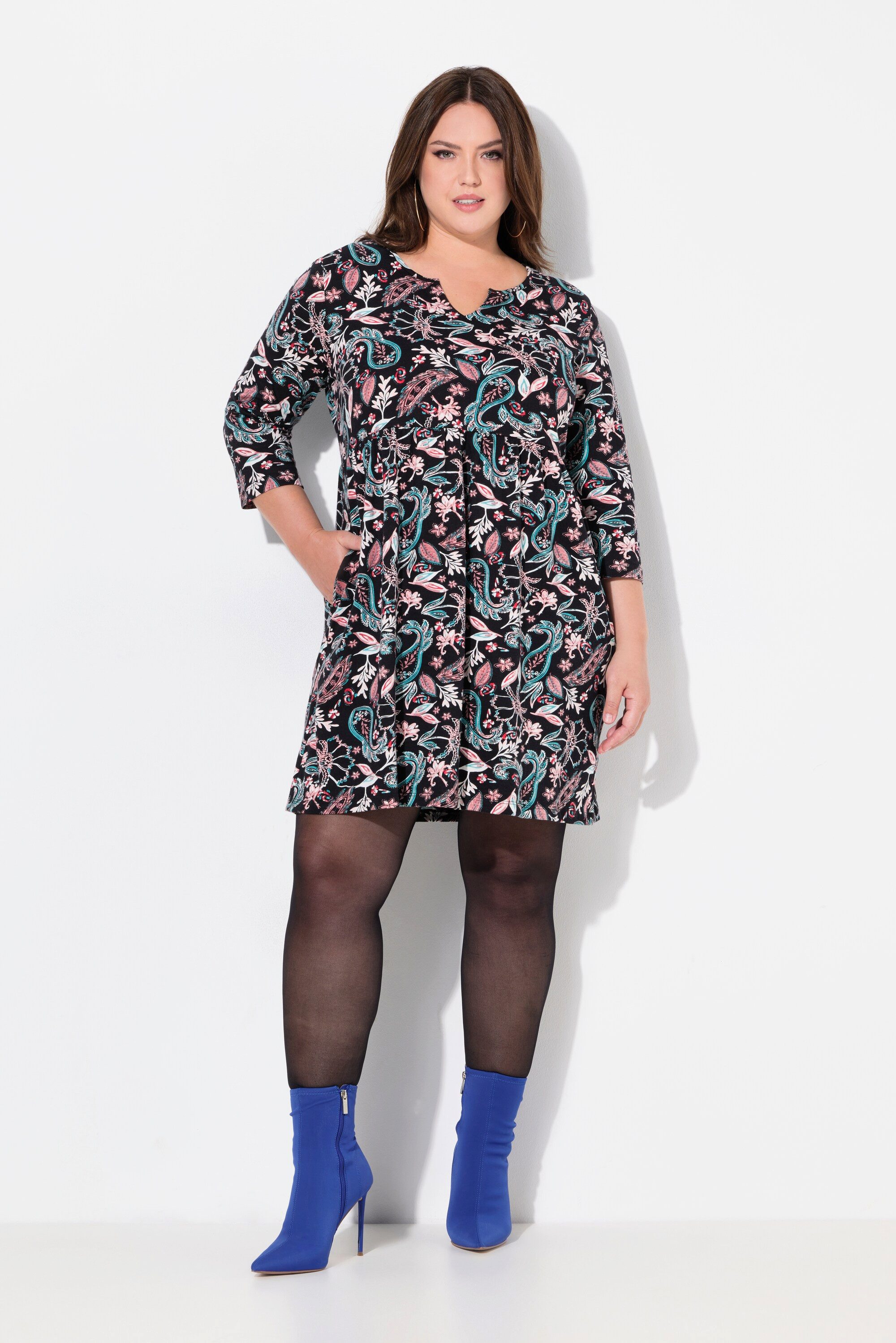 Ulla Popken Jerseykleid Jerseykleid Paisley A-Linie günstig online kaufen