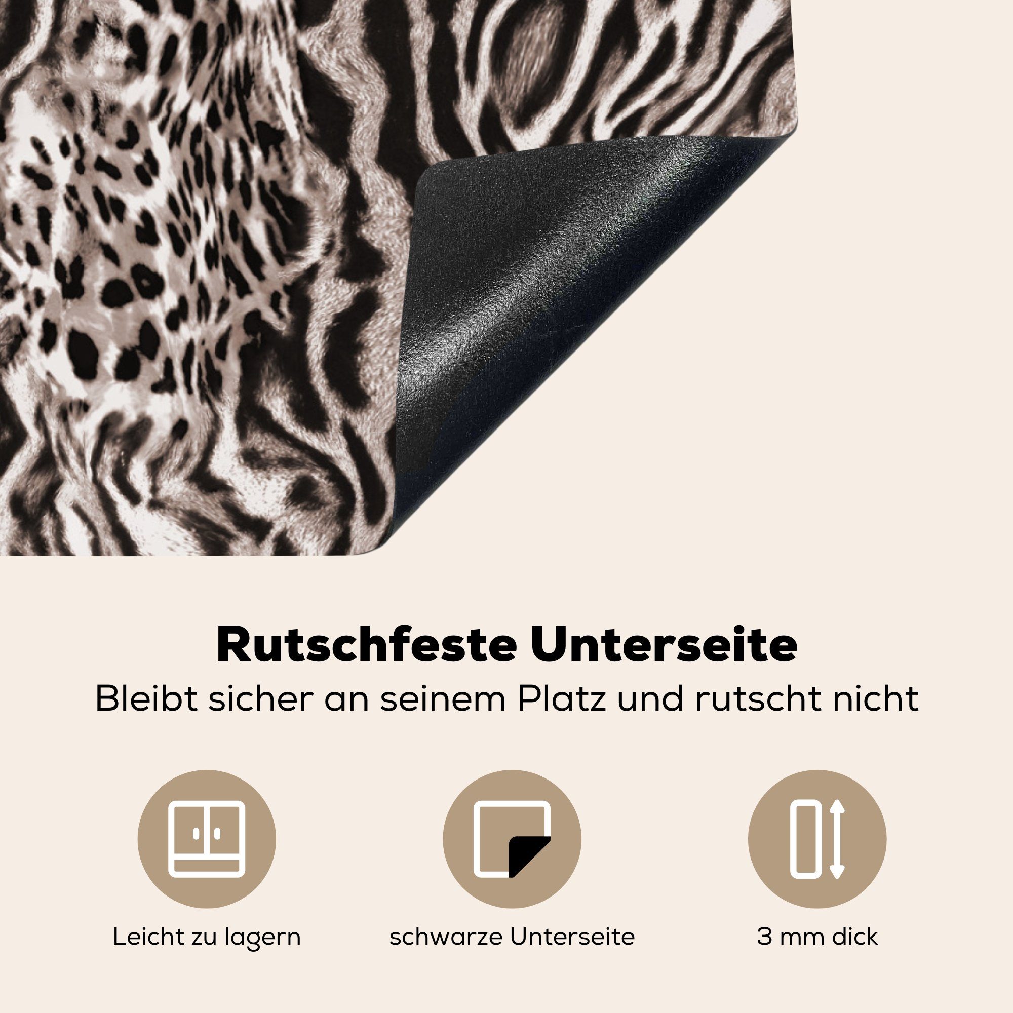 MuchoWow Herdblende-/Abdeckplatte für küche, die tlg), Braun, Ceranfeldabdeckung - 71x52 Abstrakt Druck Formen Induktionskochfeld Panther (1 cm, Vinyl, Schutz - 