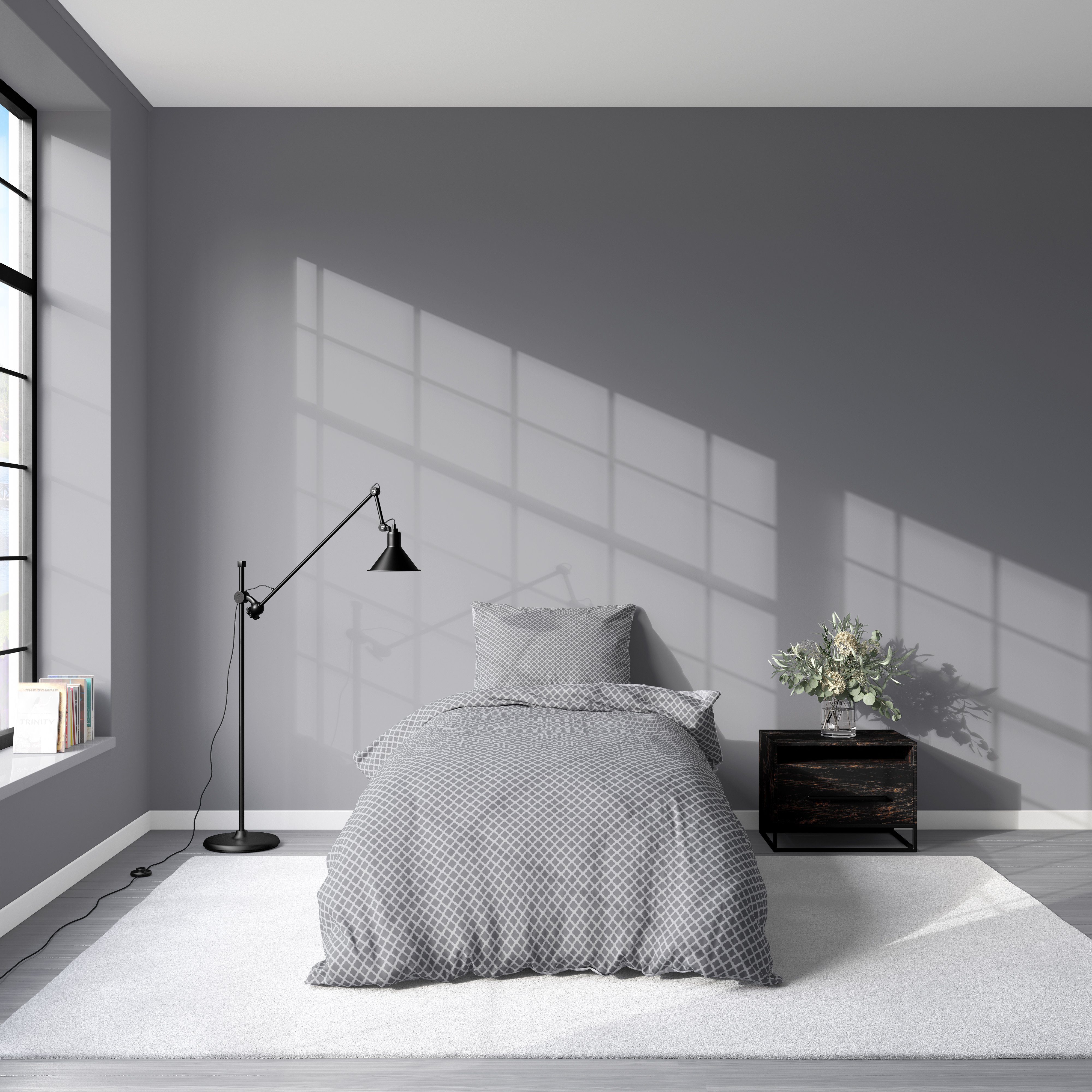 MTOnlinehandel Wendebettwäsche Urban Chic • 80x80 cm x 135x200 cm • Renforcé • Edel • Zeitlos, 100% Baumwolle, 2 teilig, Bettwäsche-Set in Rautenmuster • ästhetic-grey • minimalistisch