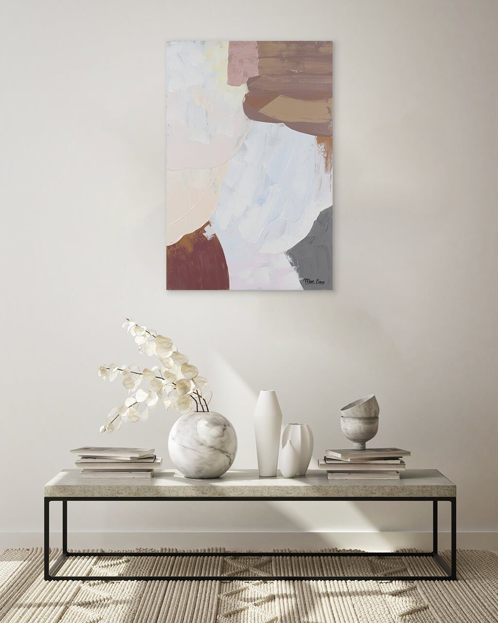 60x90 cm, Gemälde Rosy Sky Wandbild HANDGEMALT 100% Cloudy KUNSTLOFT Leinwandbild Wohnzimmer
