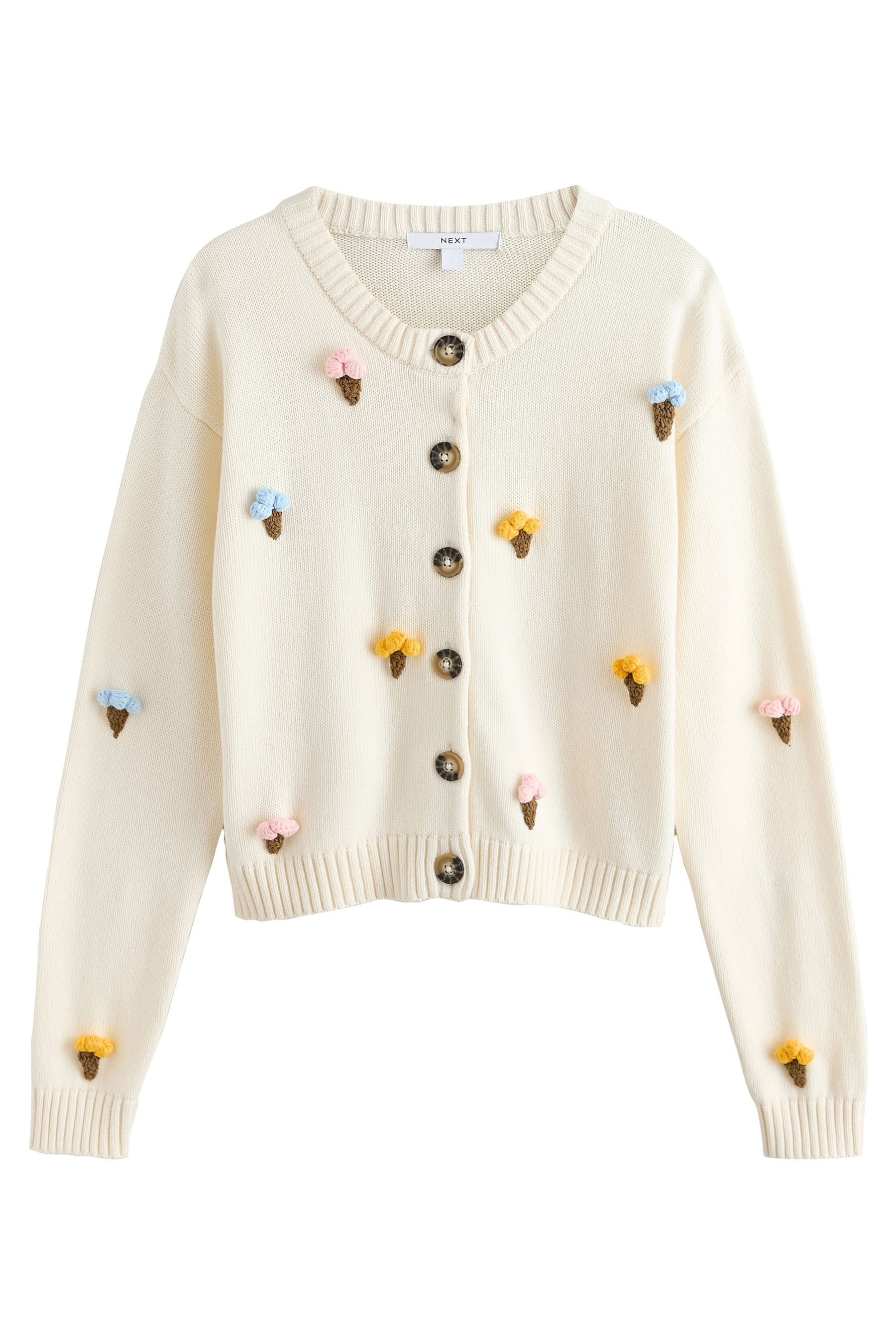 Cardigan Strickjacke mit Rundhalsausschnitt aus Baumwolle