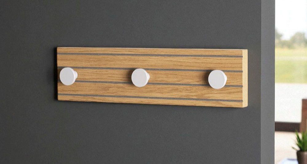HAKU Wandgarderobe Flurgarderobe, Garderobe, Garderobenhaken, Garderobenleiste, (1 St), rechteckig - aus MDF Braun - B/T/H 35/4/9 cm