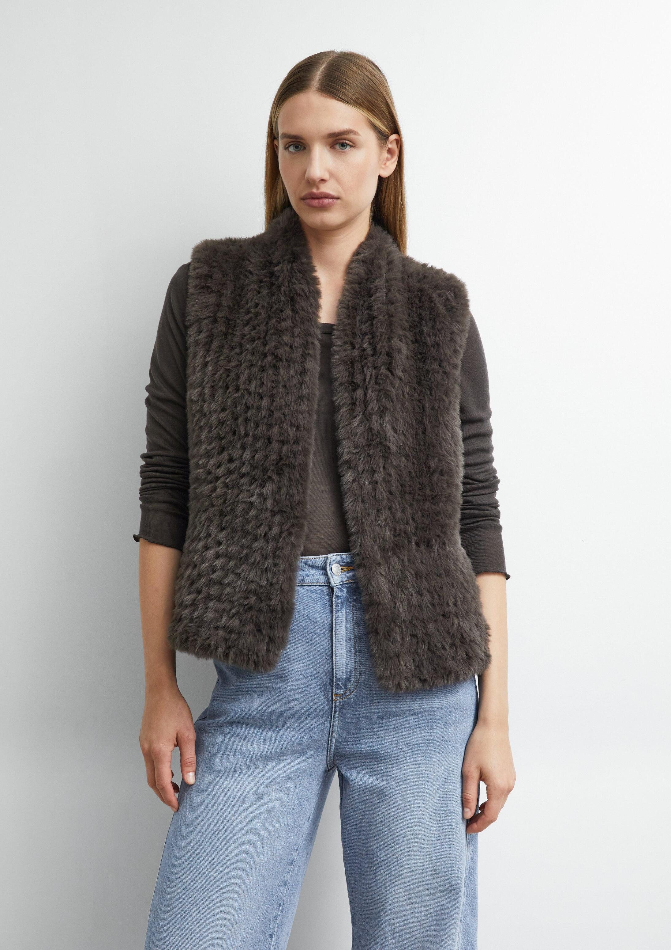 comma Outdoorjacke Outdoor-Weste Fake-Fur-Weste
