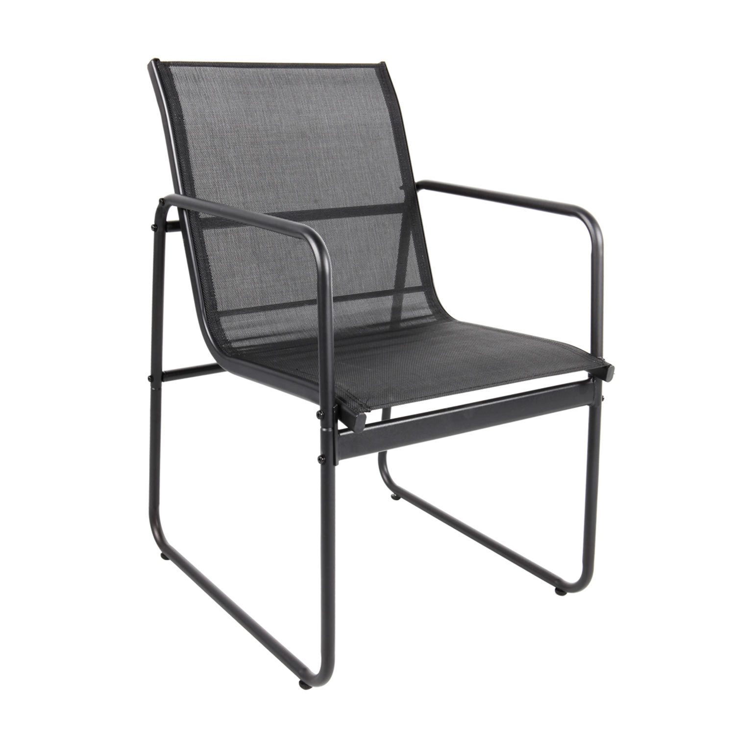 Mojawo Armlehnstuhl Outdoorstuhl Gartenstuhl Lounge Sessel Vollstahl Textilen Schwarz
