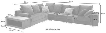 INOSIGN Ecksofa Vale L-Form, incl. Couchtisch, Steppung im Sitzbereich, Federkern