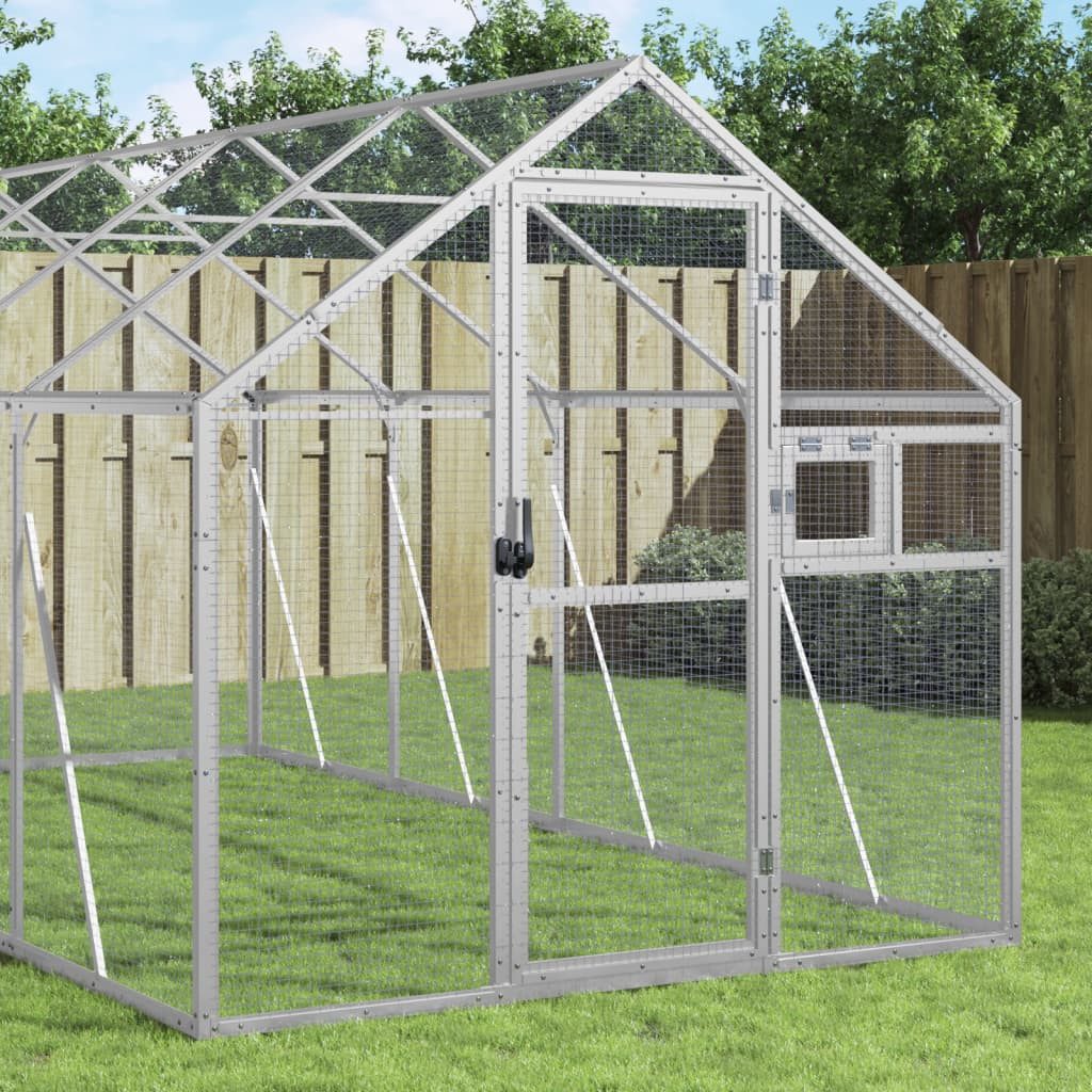 vidaXL Voliere, Silbern 1,79x10x1,85 m Aluminium