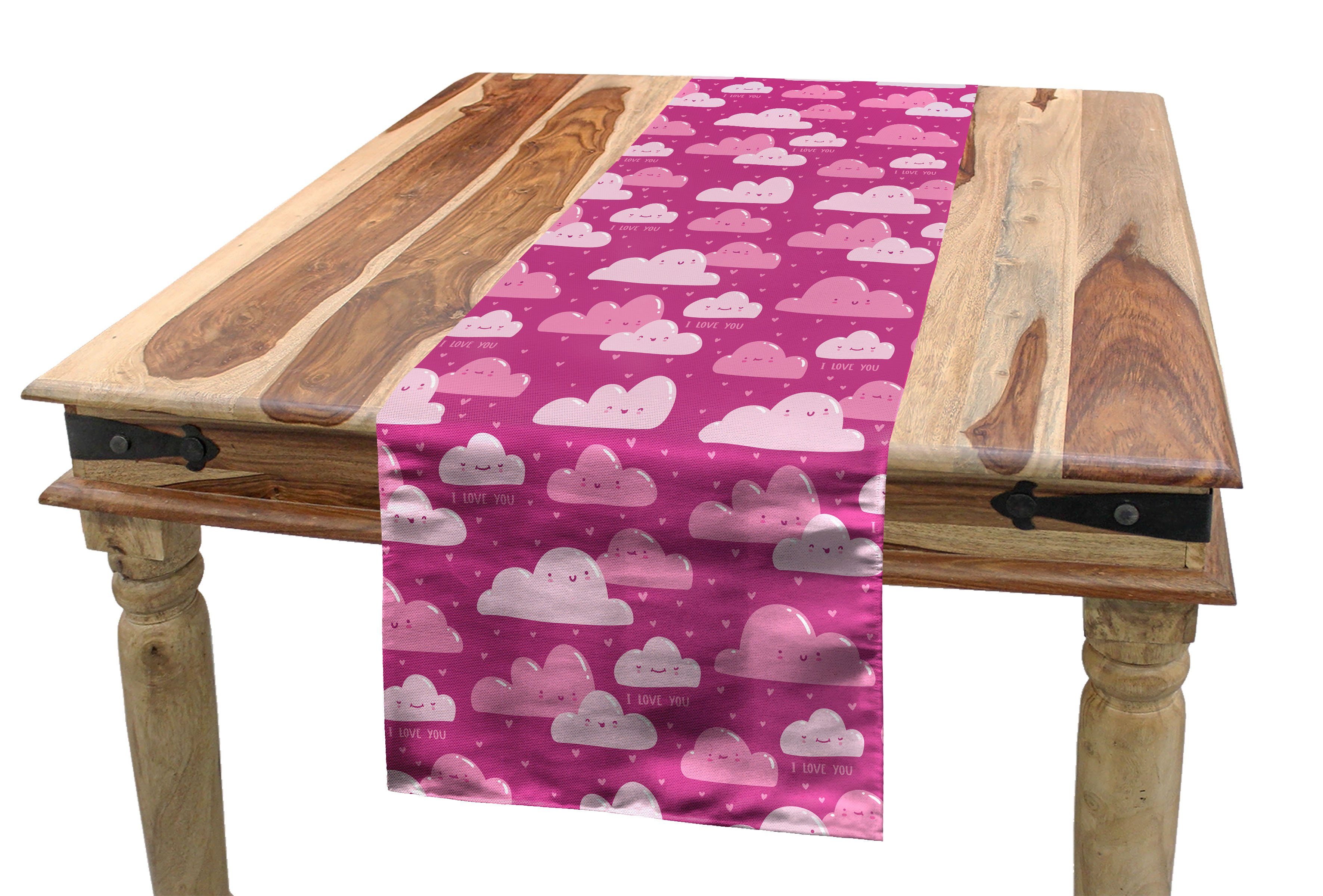 Abakuhaus Tischläufer Esszimmer Küche Rechteckiger Dekorativer Tischläufer, Ich liebe dich lustige Wolken