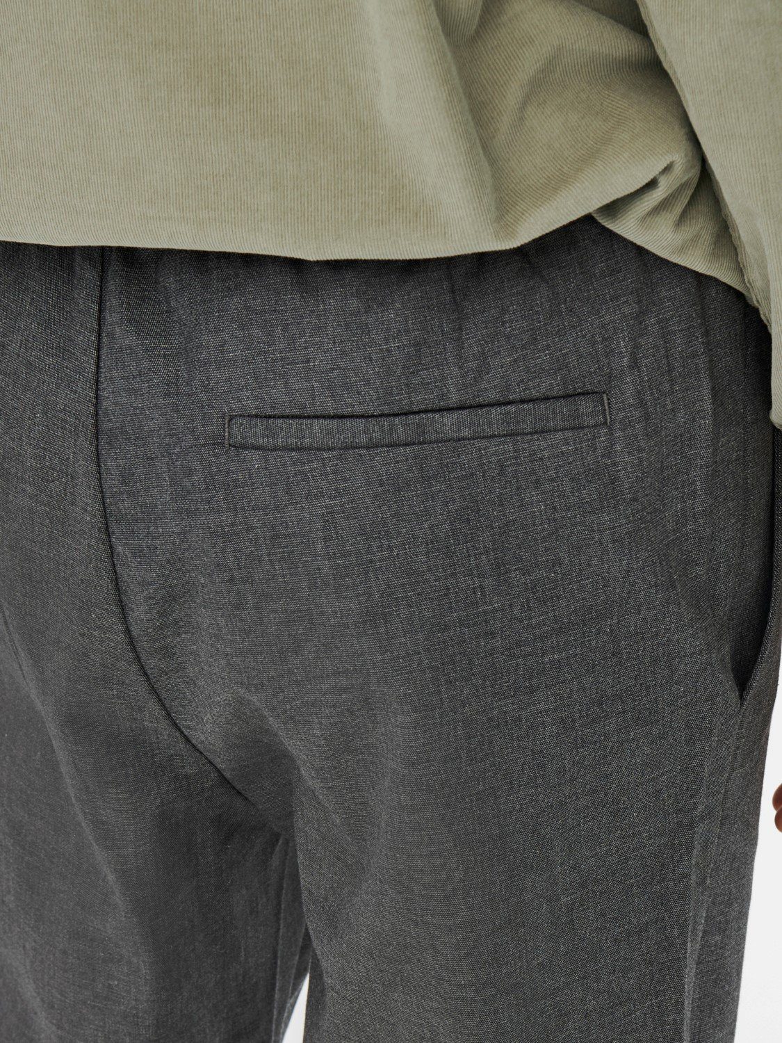 ONLY & SONS Stoffhose Stoffhose Chino in (1-tlg) 3972 Freizeit ONSLINUS Pants Relaxed Tunnelzug Dunkelgrau Bequem