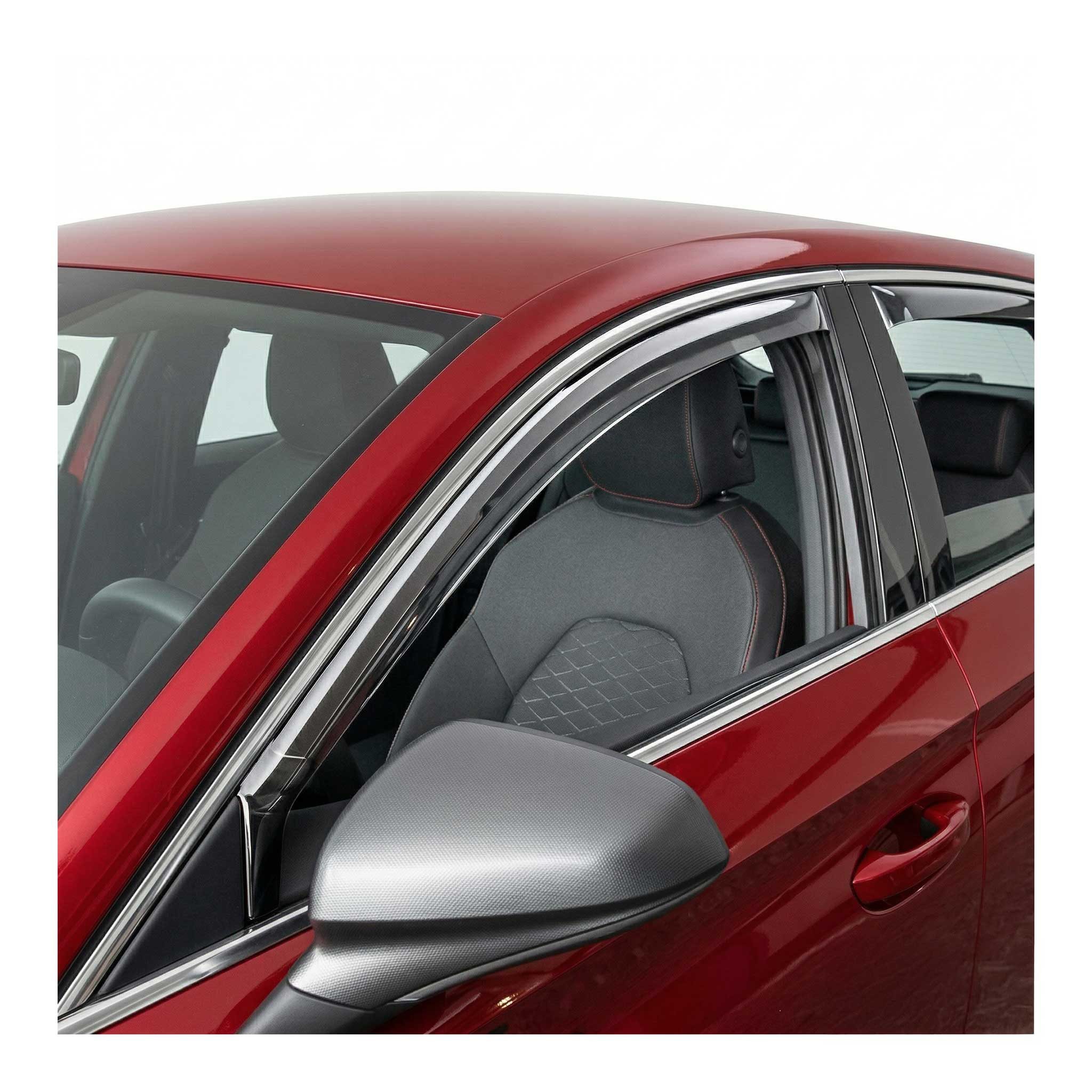 OMAC Lüftungsgitter Windabweiser Regenabweiser für Seat Leon 2020-2024 Dunkel Acryl 2tlg (2 St), Aerodynamisch, Einfache Montage, Waschstraßenfest