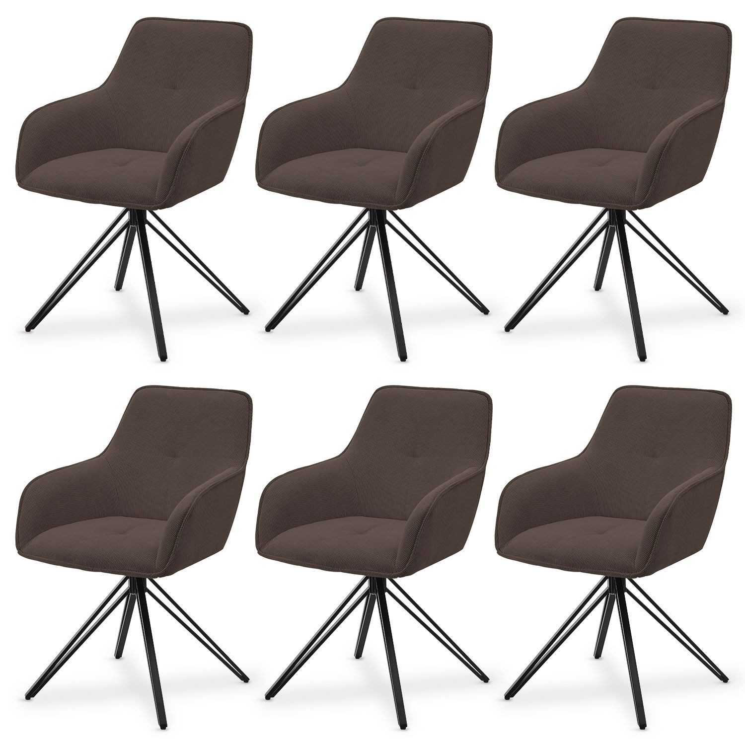 Juskys Esszimmerstuhl Clyde, 6er Set, Stoff günstig online kaufen