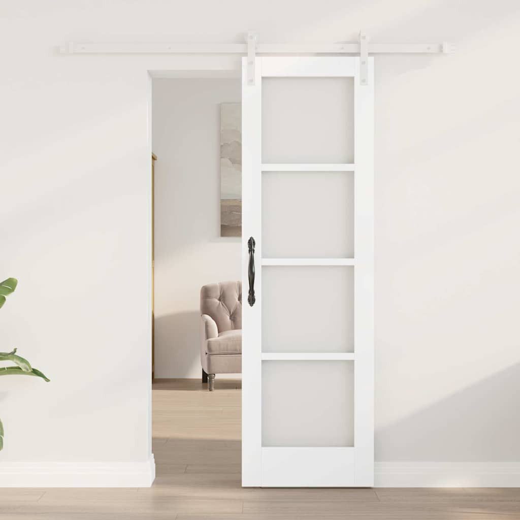 vidaXL Haustür Schiebetür ORKDAL Weiß 61 x 198,5 cm Massivholz Kiefer und Glas (1-St)