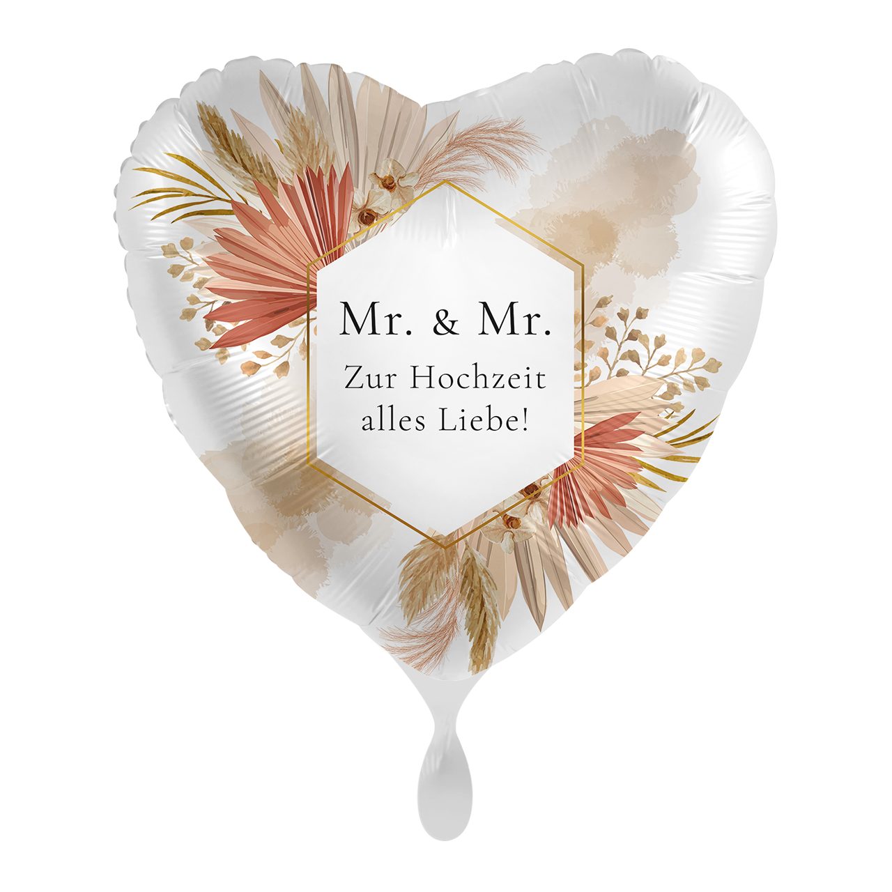 H-Erzmade Folienballon Folienballon Herz - Bohemian Florals Wedding Mr. &