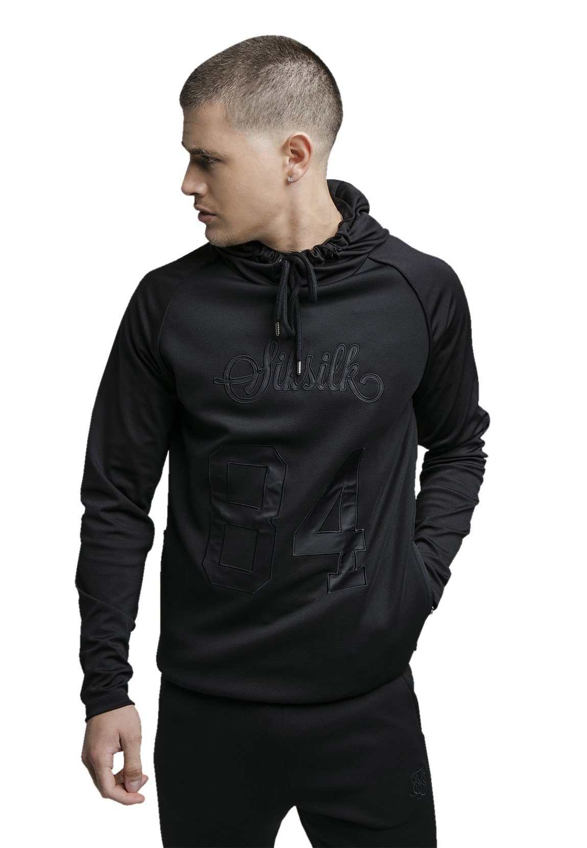 Siksilk Hoodie SikSilk Hoodie OVERHEAD RETRO SPORTS HOODIE SS19917 Black Schwarz