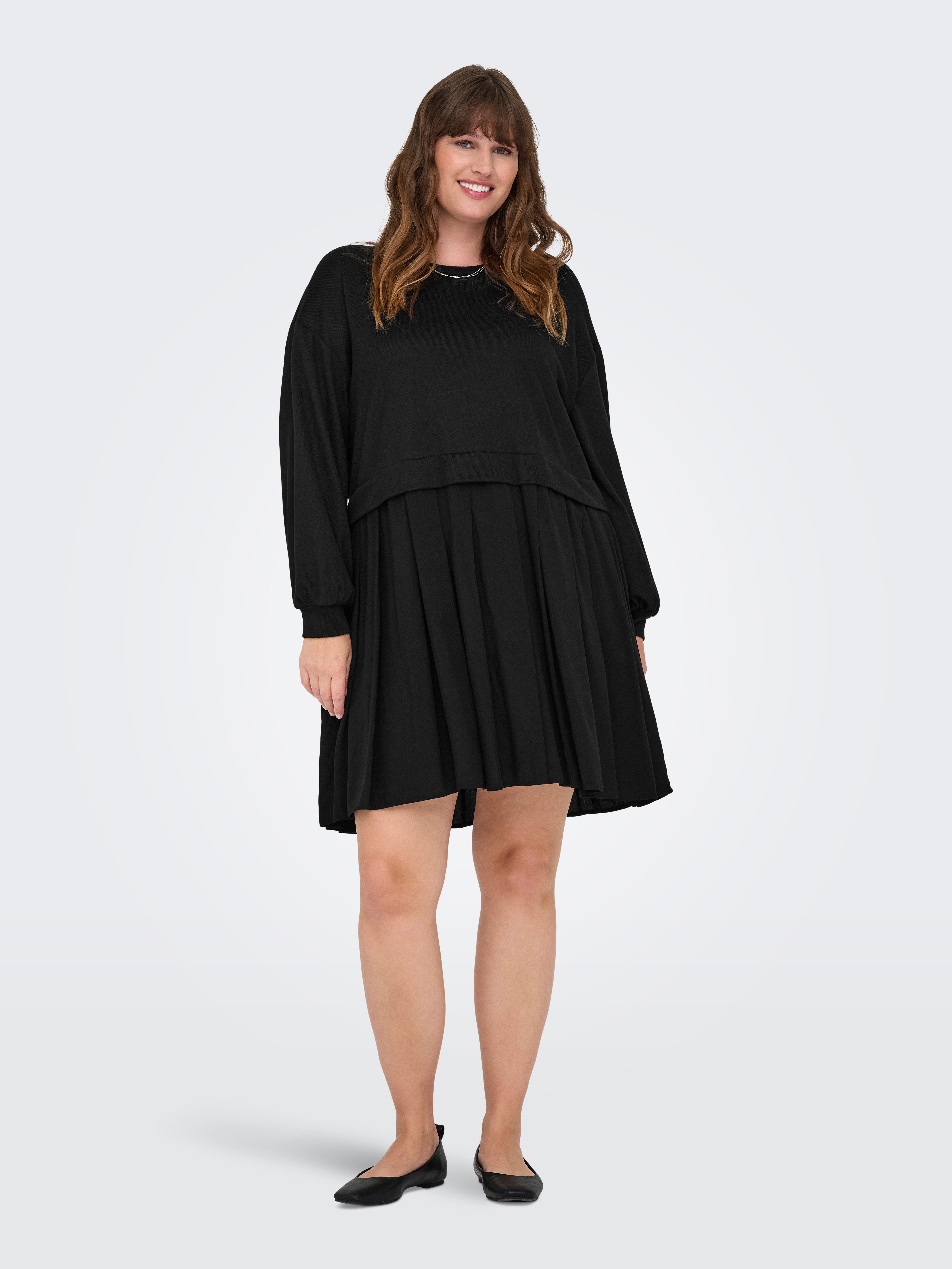 ONLY CARMAKOMA Jerseykleid CARUMA ALBA L/S MIX KNEE DRESS JRS Sommerkleid