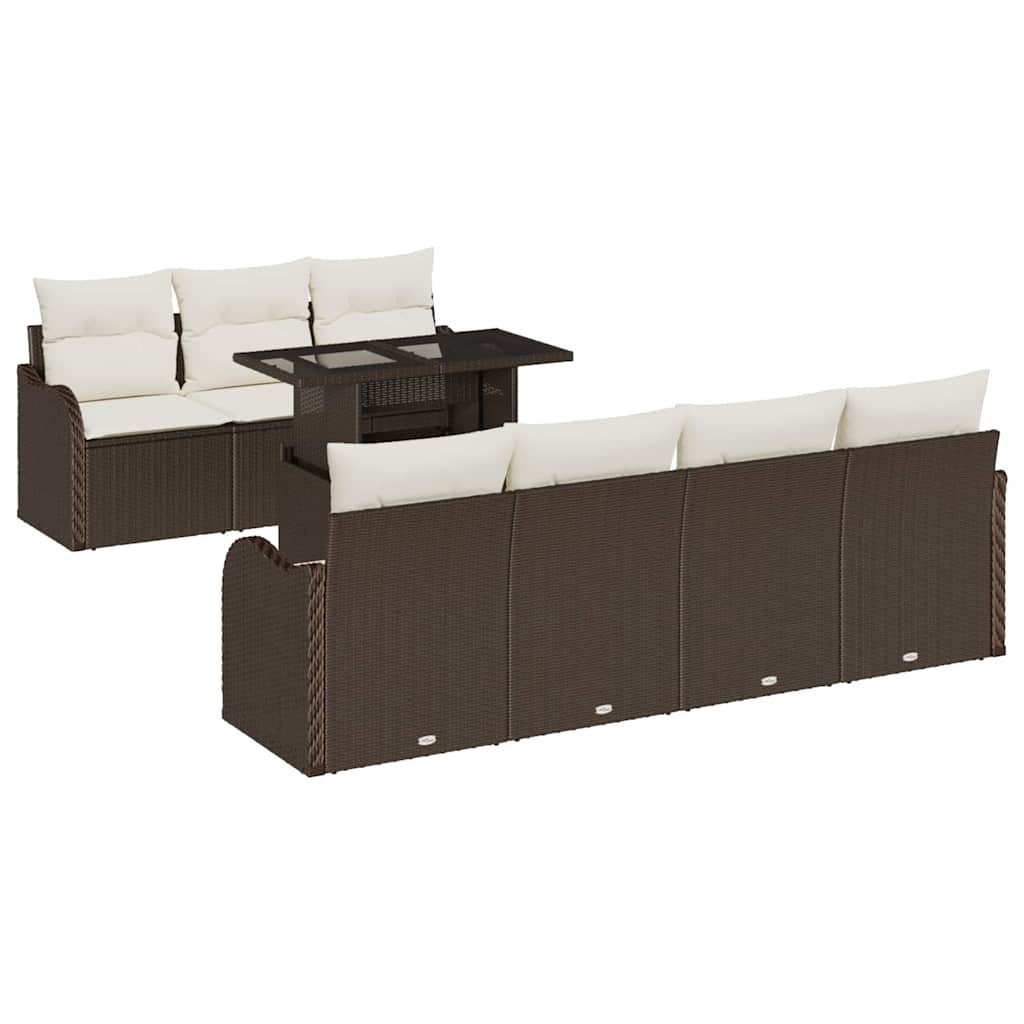 vidaXL Loungesofa Gartensofa-set 8 stk. 7-Sitzanzahl Braun Poly Rattan, 8 Teile
