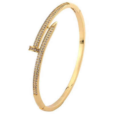 POCHUMIDUU Armkette Gold Plated Bangle Zirkonia Armband, Non-tarnish bracelet, Spike-Armband, offenes Armband