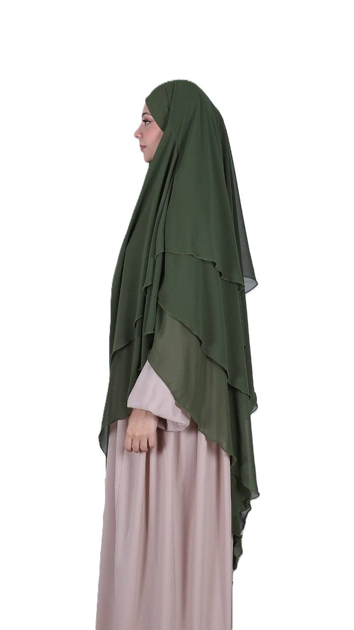 Aymasal Kopftuch Dreilagiger Khimar Chiffon Khumur Hijab Kopftuch Bedeckung locker, (Einzelstück, Einzelner Artikel), Dreilagiger Khimar aus Chiffon locker fallender Hijab für Alltag StilD