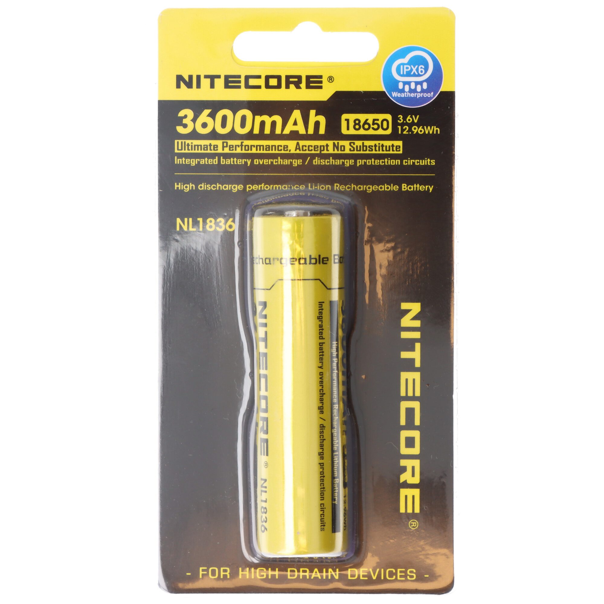 Nitecore Nitecore Li-Ion Akku Typ 18650 3600mAh, NL1836R, mit USB-C-Ladeanschl Akku 3600 mAh (3,7 V)