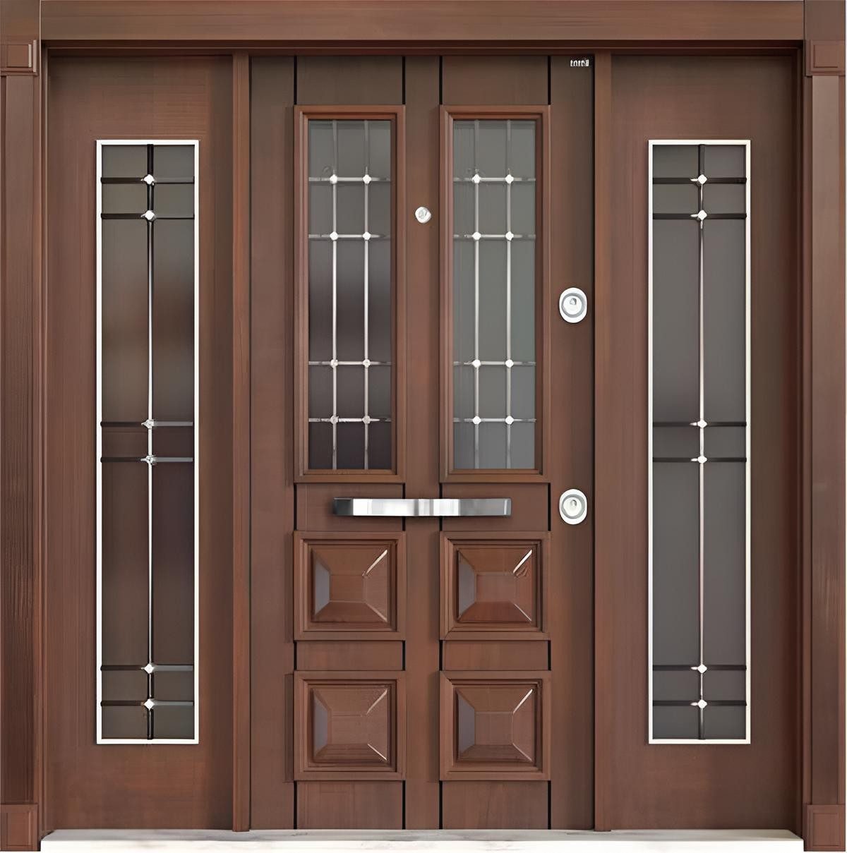 JVmoebel Haustür Braune massive Sicherheitstür aus Holz mit Luxusdesign