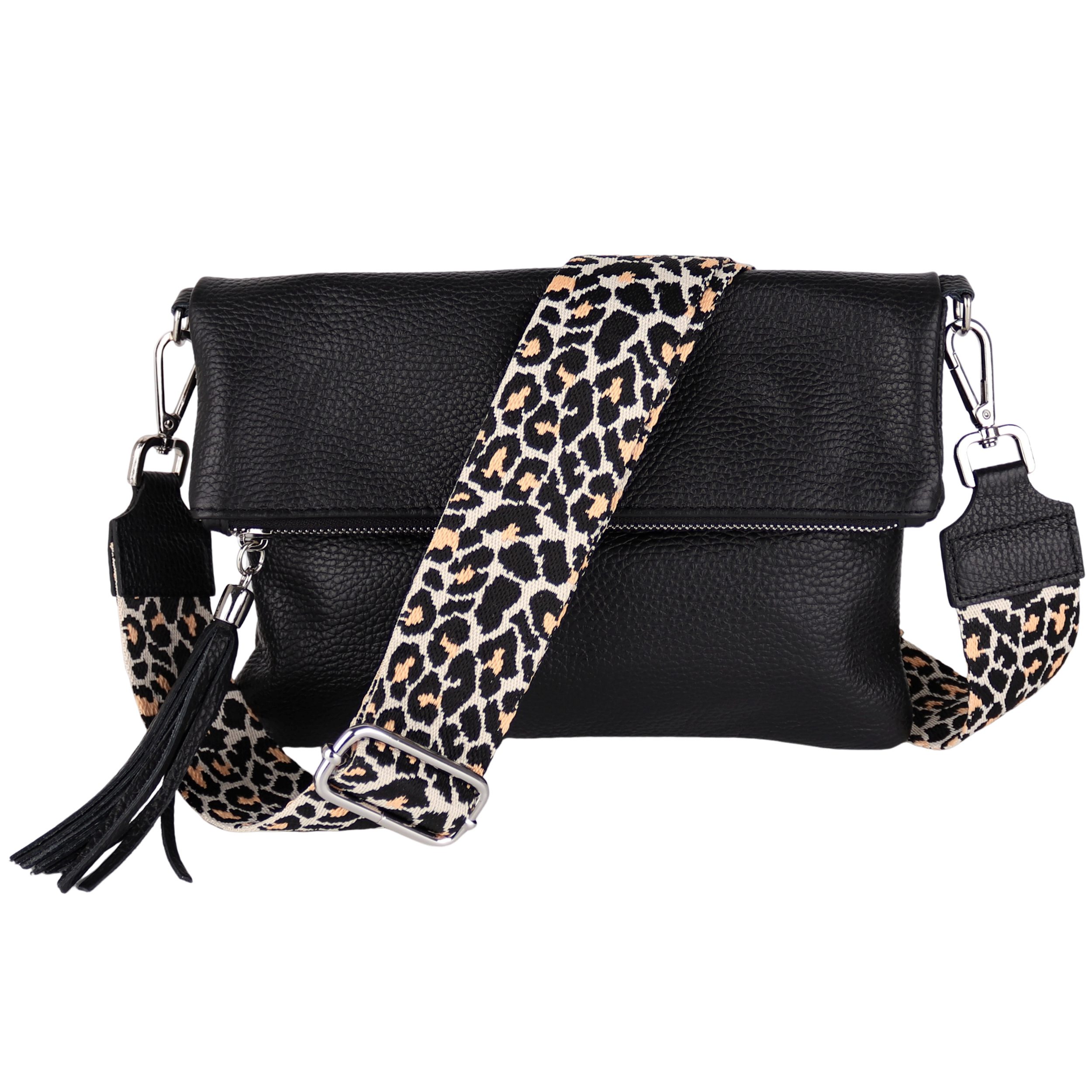 MIRROSI Umhängetasche Damen, Crossbody Bag, Echtleder Made in Italy (1 Tasche 2 Gurte oder Basic Version 1 Tasche 1 Gurt, verstellbaren Schulterriemen), 26x18x2cm (BXHXT)