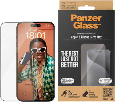 PanzerGlass Displayschutz iPhone 15 Pro Max für iPhone 15 Pro Max, Displayschutzglas, 1 Stück, Kratz-& Stoßfest, Antibakteriell, Vergilbungsresistent