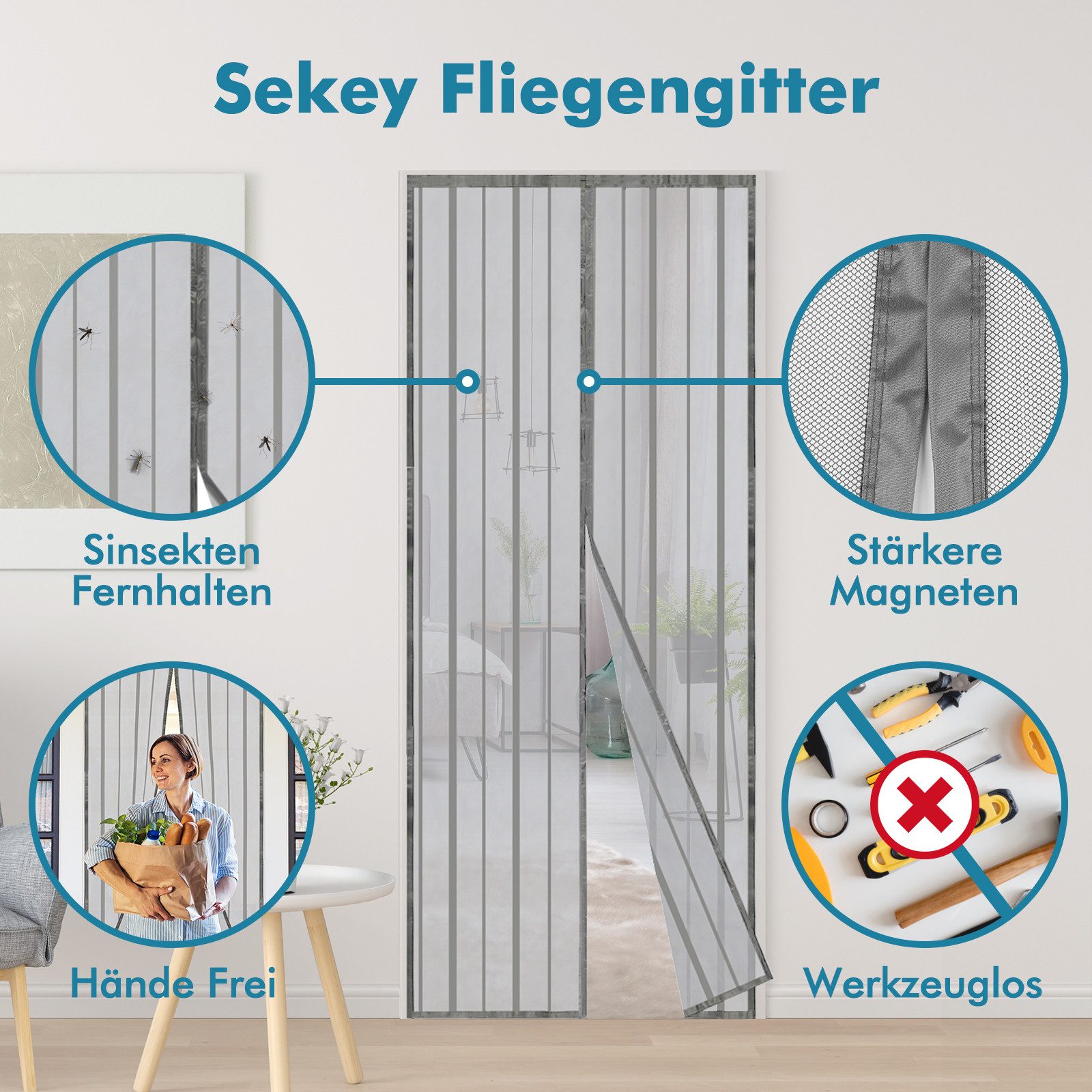 Sekey Insektenschutz-Tür Fliegengitter für Balkontür 90 günstig online kaufen