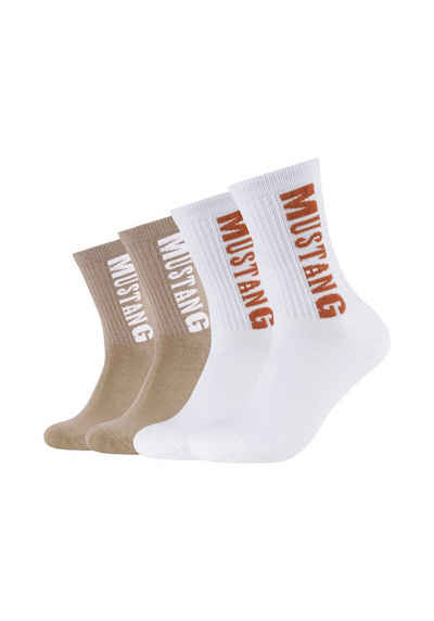 MUSTANG Socken »True Denim mit Bio-Baumwolle« (4-Paar) mit Logo