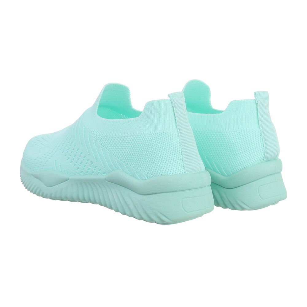 in Damen Flach Slipper Low Türkis Freizeit Low-Top Ital-Design Sneakers