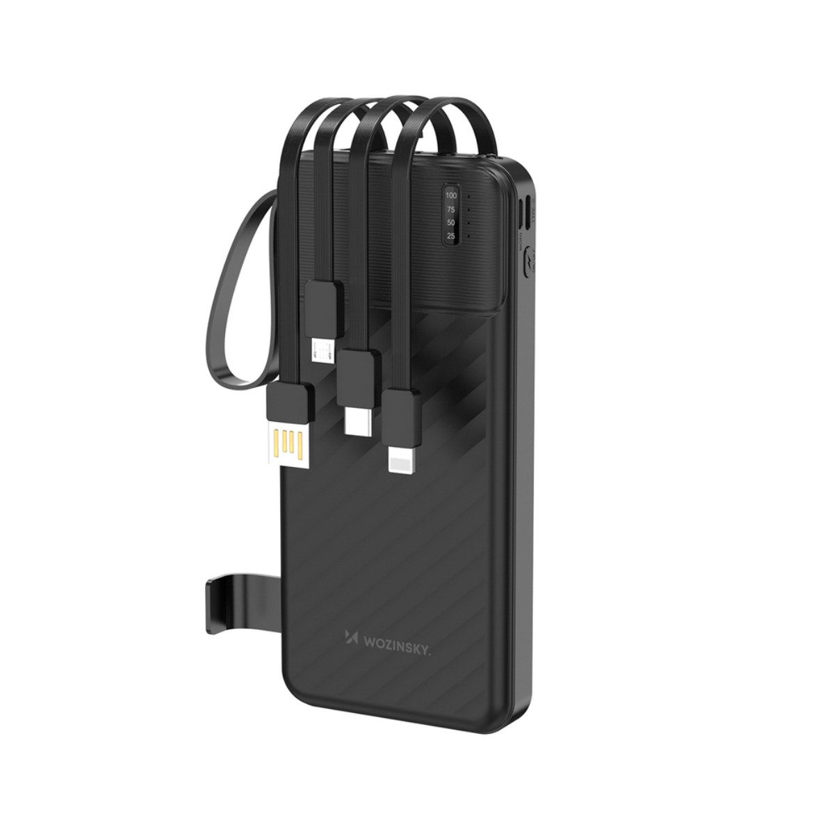 Wozinsky W11 Powerbank 10000 mAh (5 V), Integrierte Kabel, Handyhalterung und LED-Leuchte