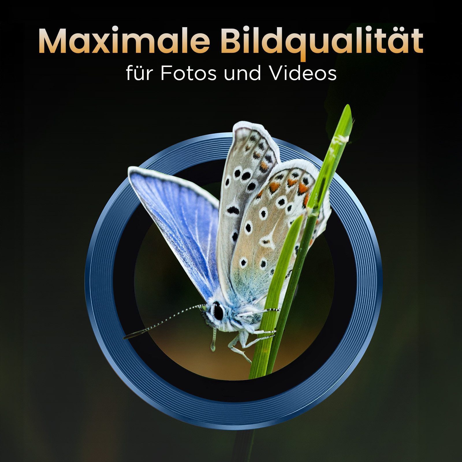 Tec-Expert Kameraschutzglas 9H Kameraglas Set in Titan-Blau für Apple iPhone 17 Pro Max für Apple iPhone 17 Pro Max, Linsenschutzglas Set, 1 Stück, Kameraschutz, Schutzglas, Linsenschutz, kratz- & stoßfest