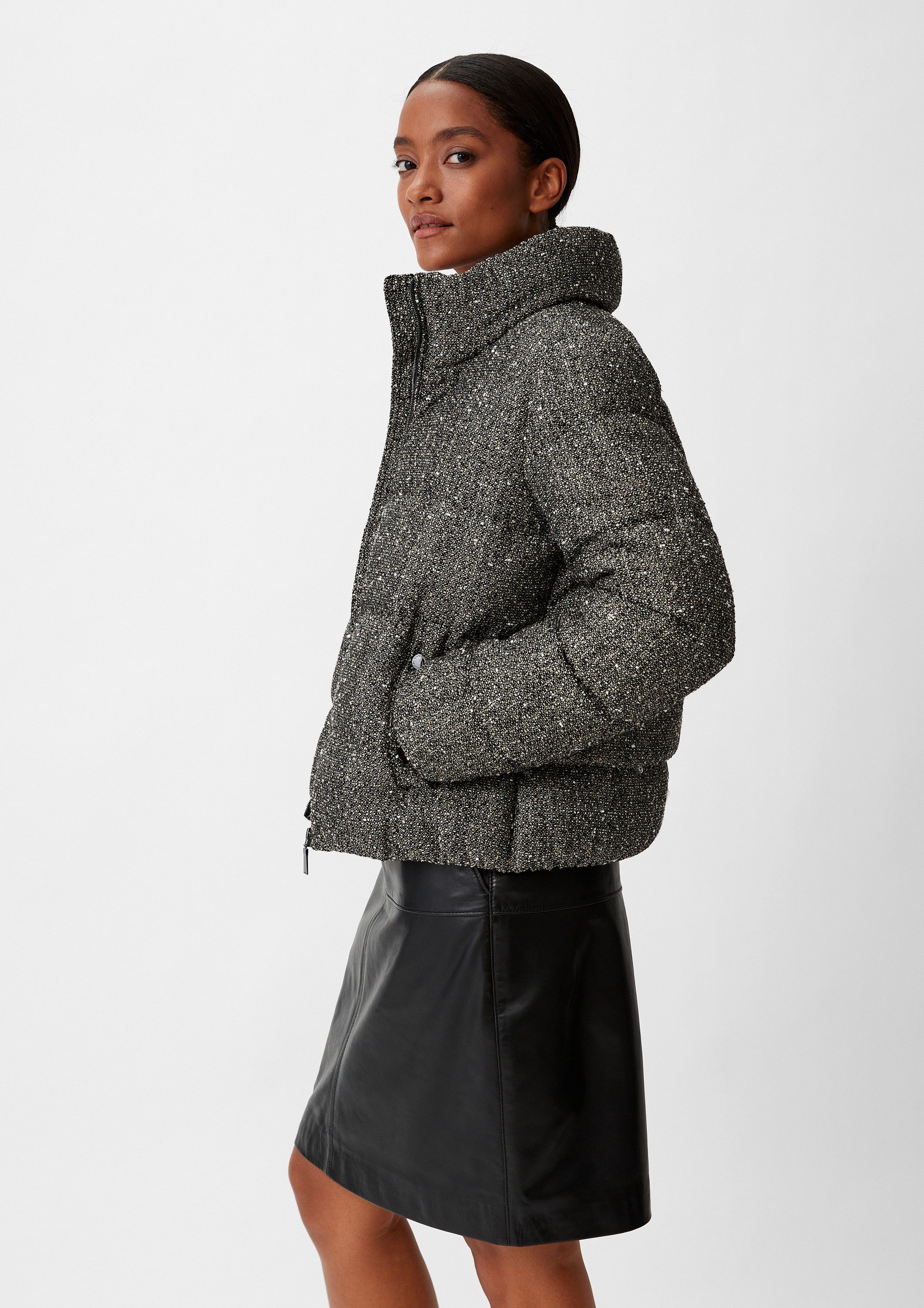 comma Winterjacke Outdoor-Jacke Jacke aus Bouclé mit Glitzergarn