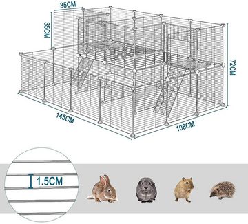 EUGAD Freigehege, für Kaninchen Meerschweinchen, 144,5x108x72cm Schwarz