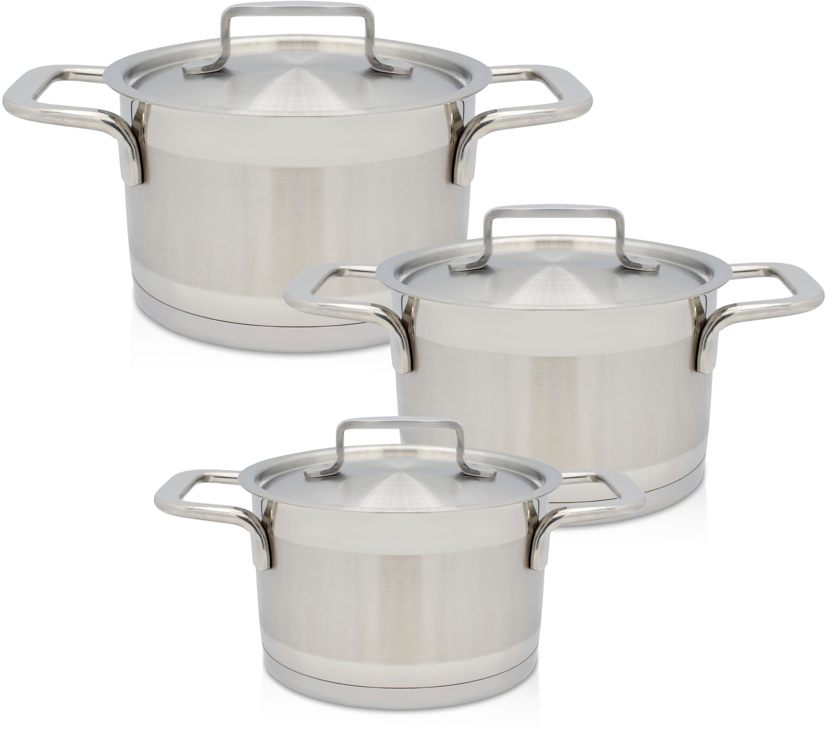 Krüger Topf-Set Kreta, Edelstahl 18/10 (Set, 6-tlg), für Induktions-Kochfelder geeignet