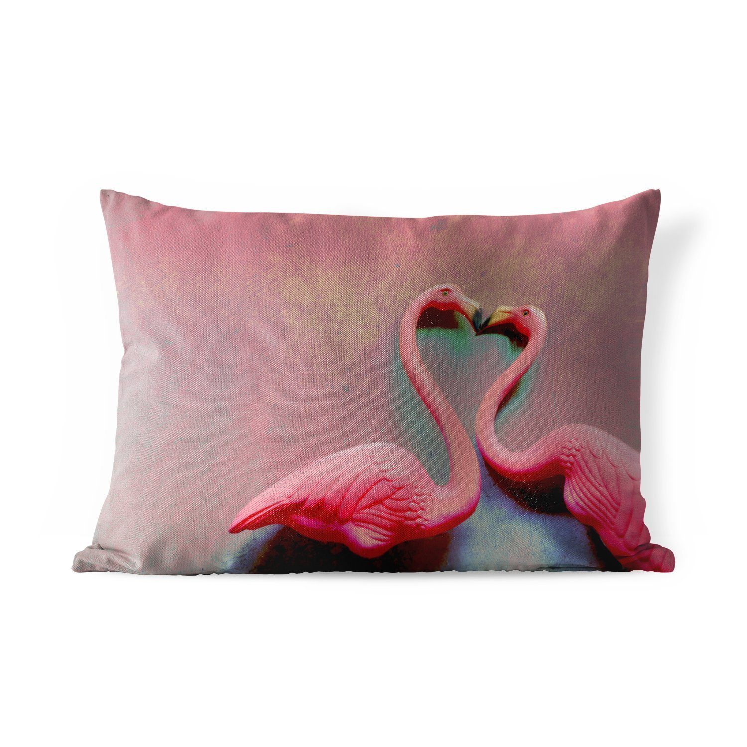 MuchoWow Dekokissen Zwei Flamingos küssen sich, Outdoor-Dekorationskissen, Polyester, Dekokissenbezug, Kissenhülle