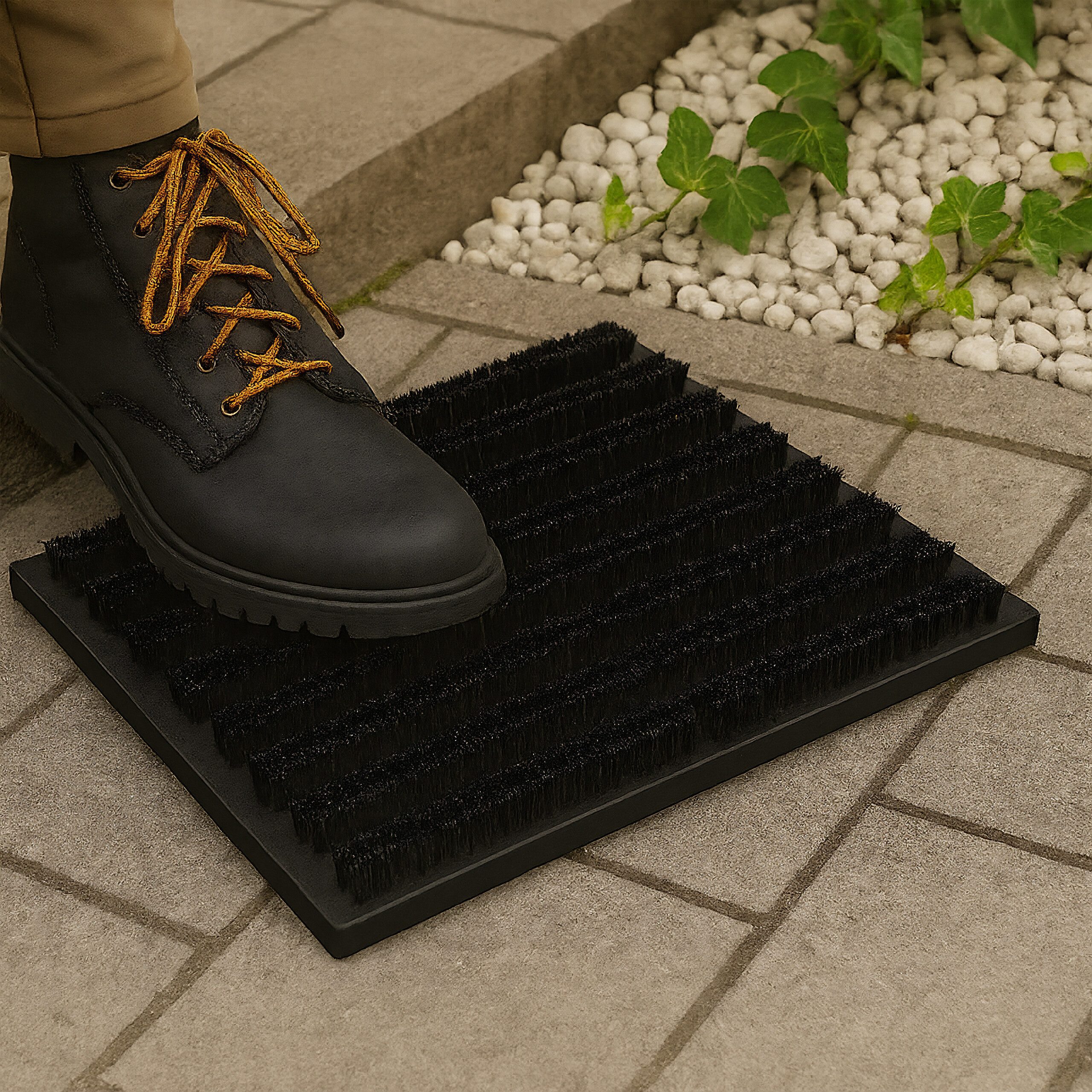 relaxdays Fußmatte Schuhabstreifer in Schwarz, rechteckig, Höhe: 45 mm – Bild 2 von 5