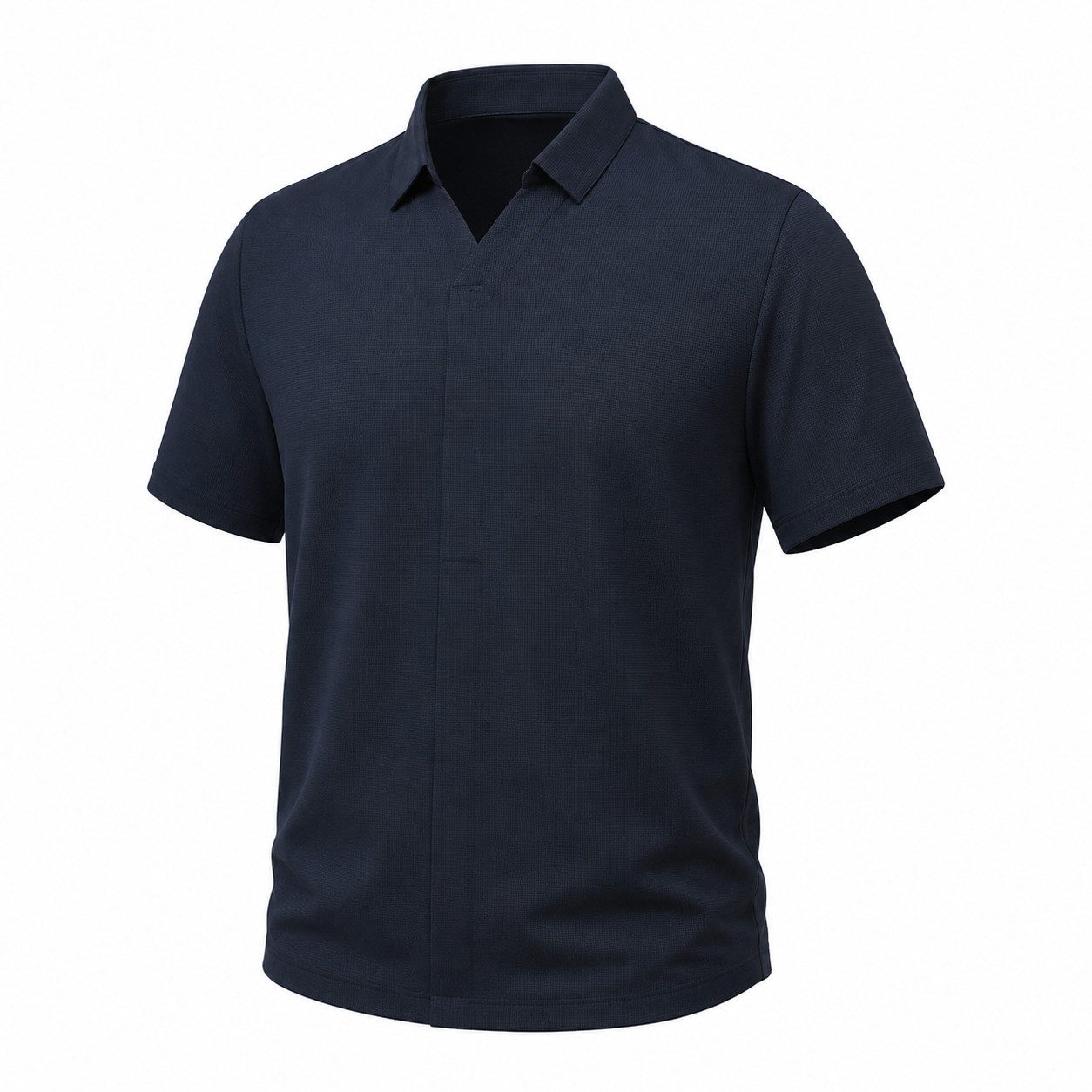 Allthemen Poloshirt Herren Waffelstruktur Poloshirt mit V-Ausschnitt Reverskragen Kurzarm – Bild 2 von 5