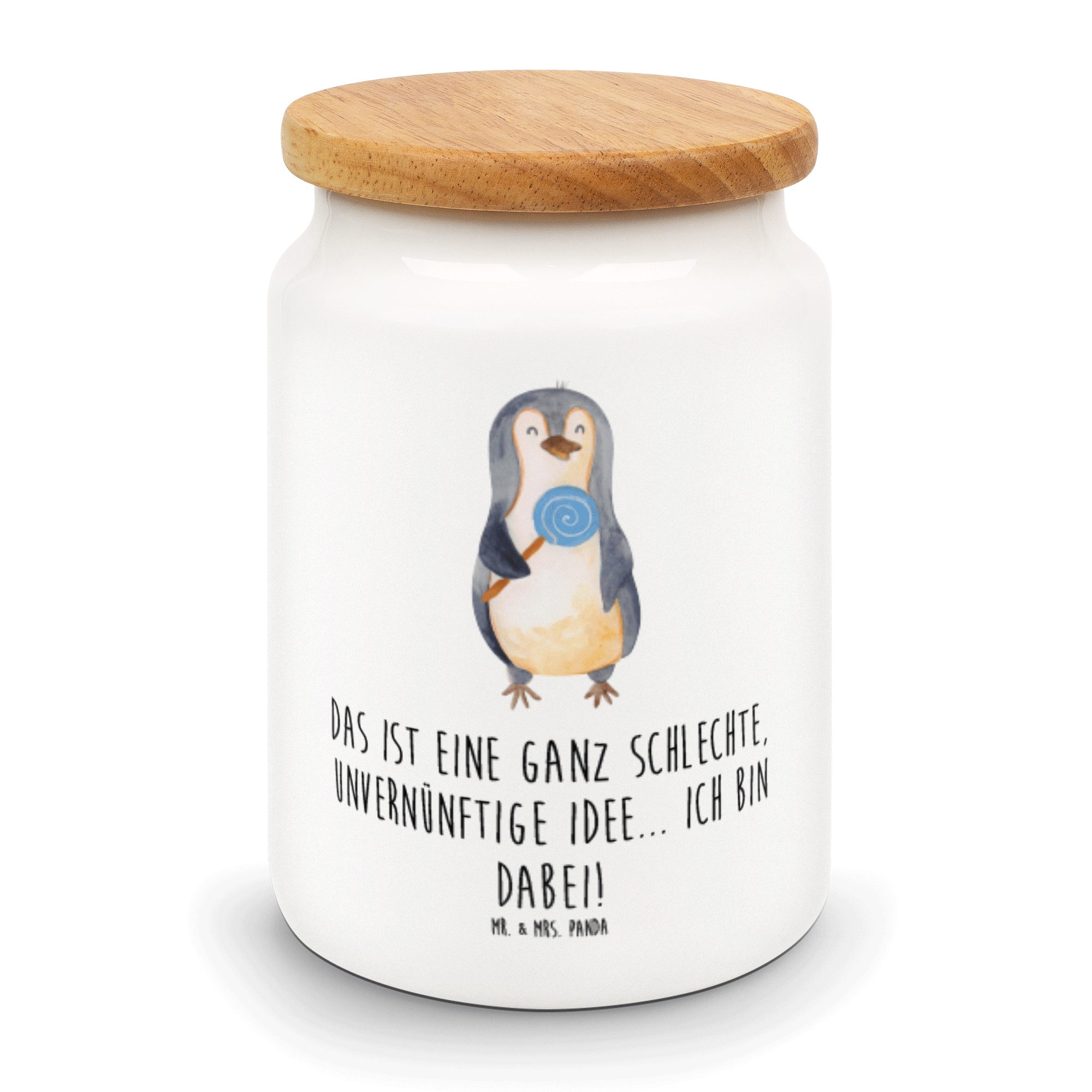 Mr. & Mrs. Panda Vorratsdose Pinguin Lolli - Weiß - Geschenk, Vorratsbehälter, Keramikdose, Süßigk, Keramik, (1-tlg)