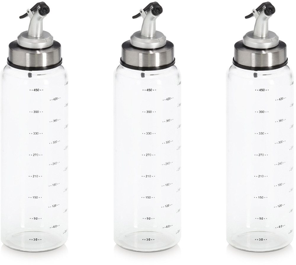 Zeller Present Menage-Set Essig-/Ölflasche, 3-tlg., (Set, 3-tlg), präziser Ausguss, 500 ml