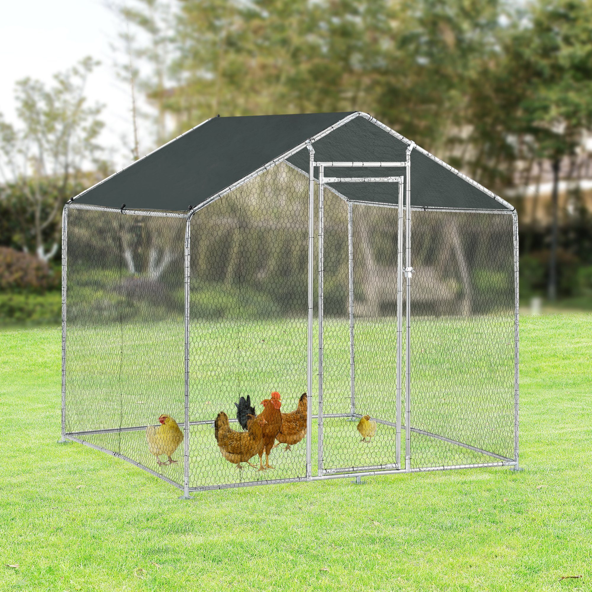pro.tec Freigehege, mit Sonnendach »Wels« Stahl Drahtgeflecht 2 x 2 x 2 m