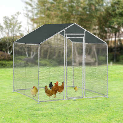 Pro-tec Freigehege, Freilaufgehege / Tierlaufstall mit Sonnenschutz Kleintierstall Hühnerstall in verschiedenen Größen