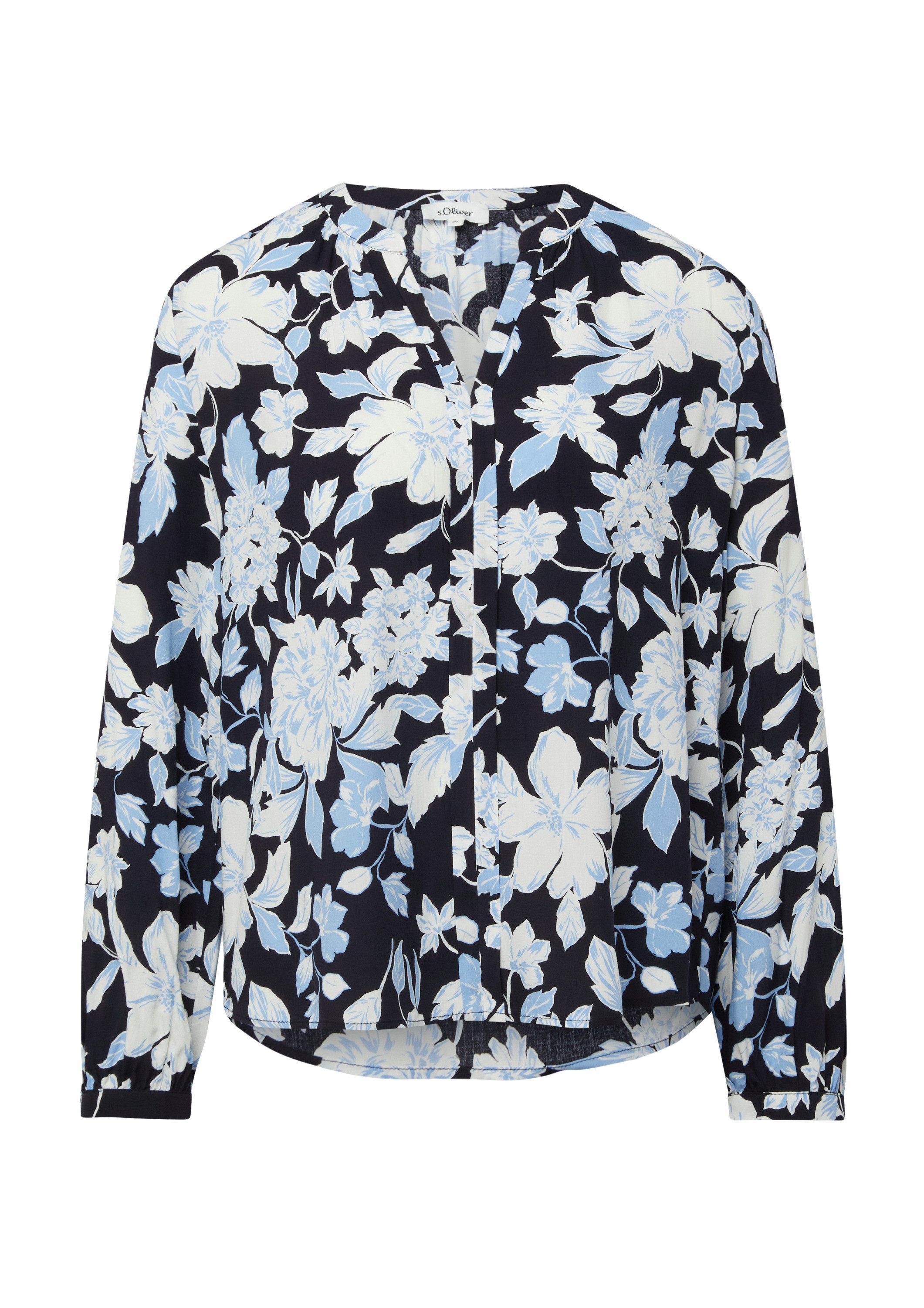 s.Oliver Langarmbluse Bluse Fließende Viskose-Bluse mit All-over-Print günstig online kaufen
