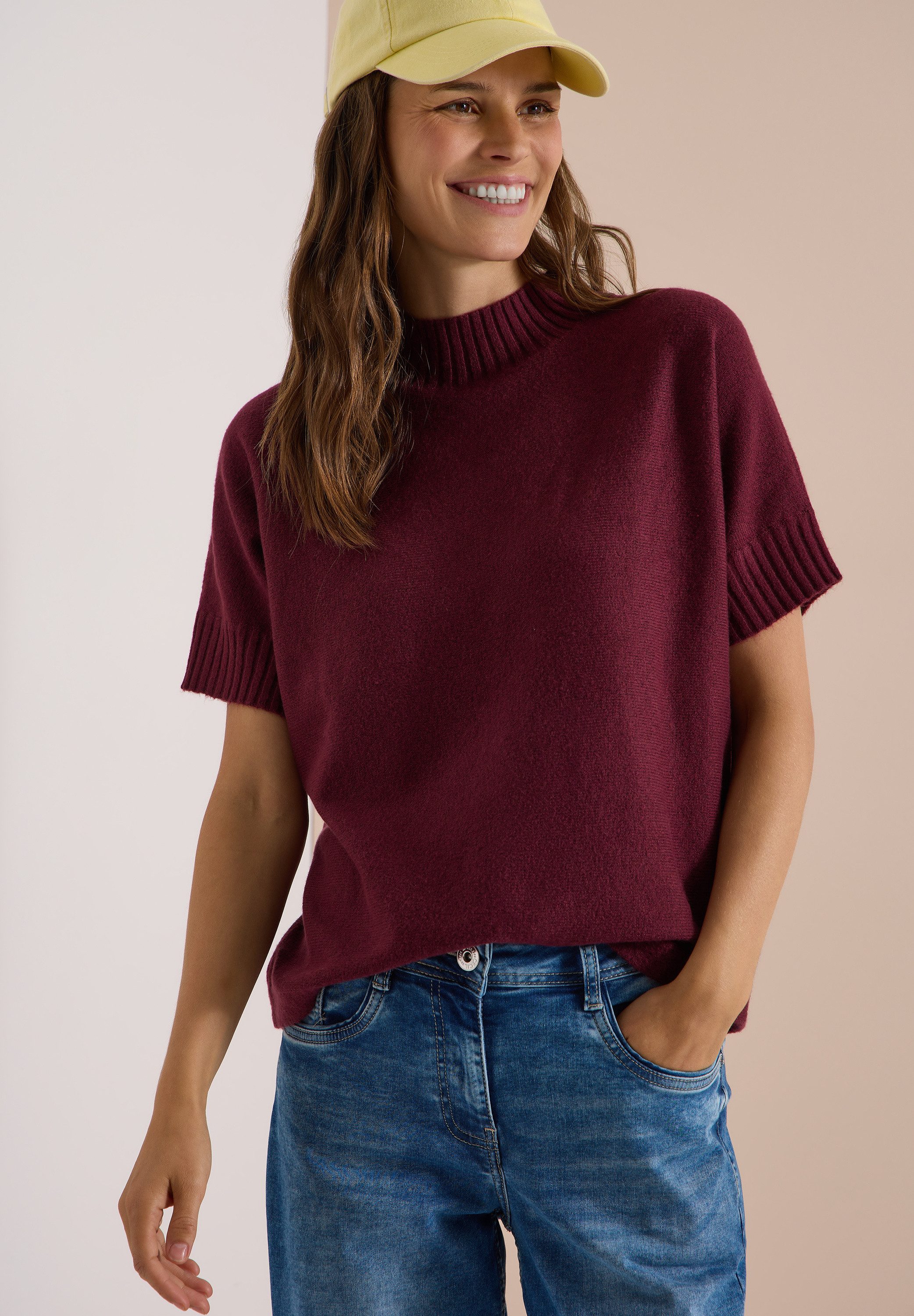 CECIL Strickpullover Kurzarm Dolman Pullover mit Turtle Neck / Sommer-Pullover