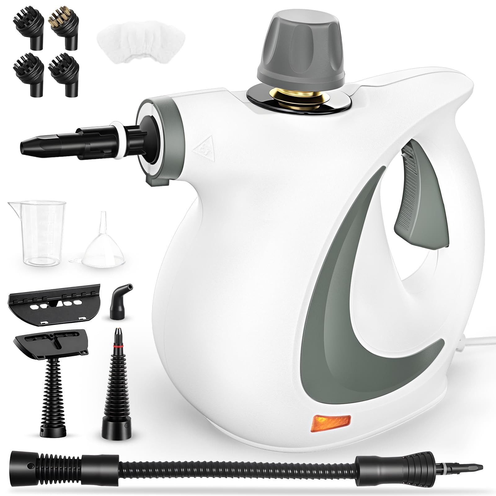 AIBISTAR Handdampfreiniger Dampfreiniger, 3 Bar, 450ml, 12 Zubehör, Steam Cleaner für Haushalt, 1050 W, 12-teiliges,Für Böden, Fliesen, Polster, Fenster, Auto & mehr