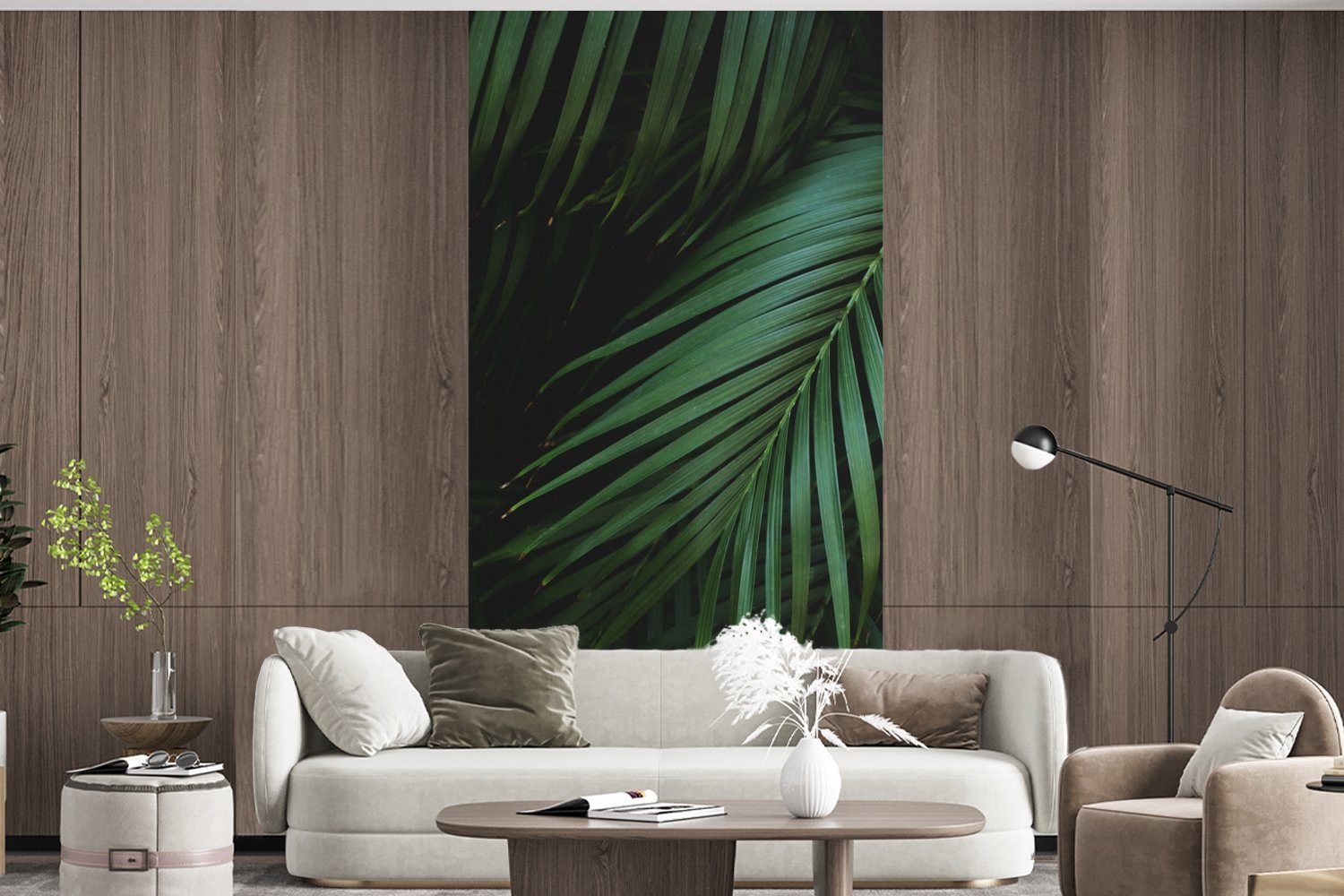 MuchoWow Fototapete Palmenblätter - Palmen Küche, für Matt, - (2 St), Wohnzimmer Tropisch, Schlafzimmer Fototapete Vliestapete bedruckt