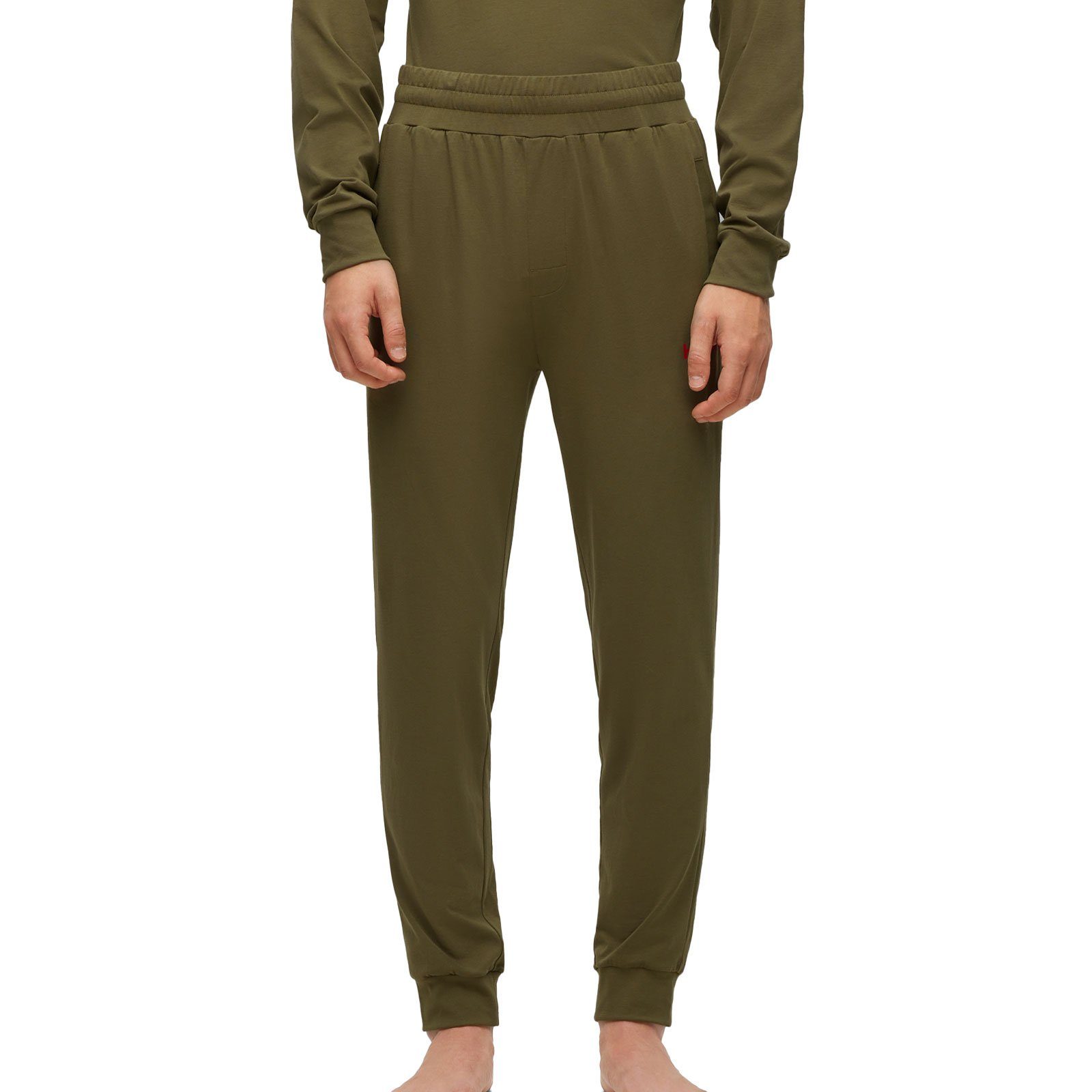 HUGO Loungehose green open 345 mit verstellbarem Labelled Tunnelzug Pants